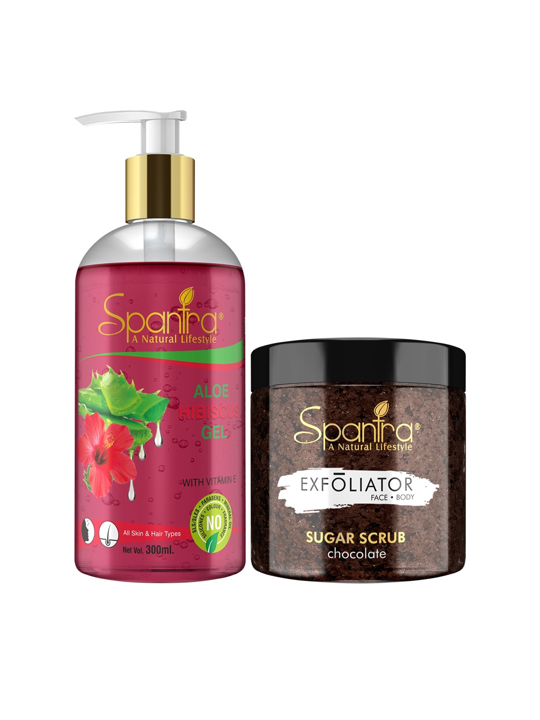 

Spantra Set Of 2 Sugar Chocolate Exfoliating Scrub With Hibiscus Soothing Gel, Brown