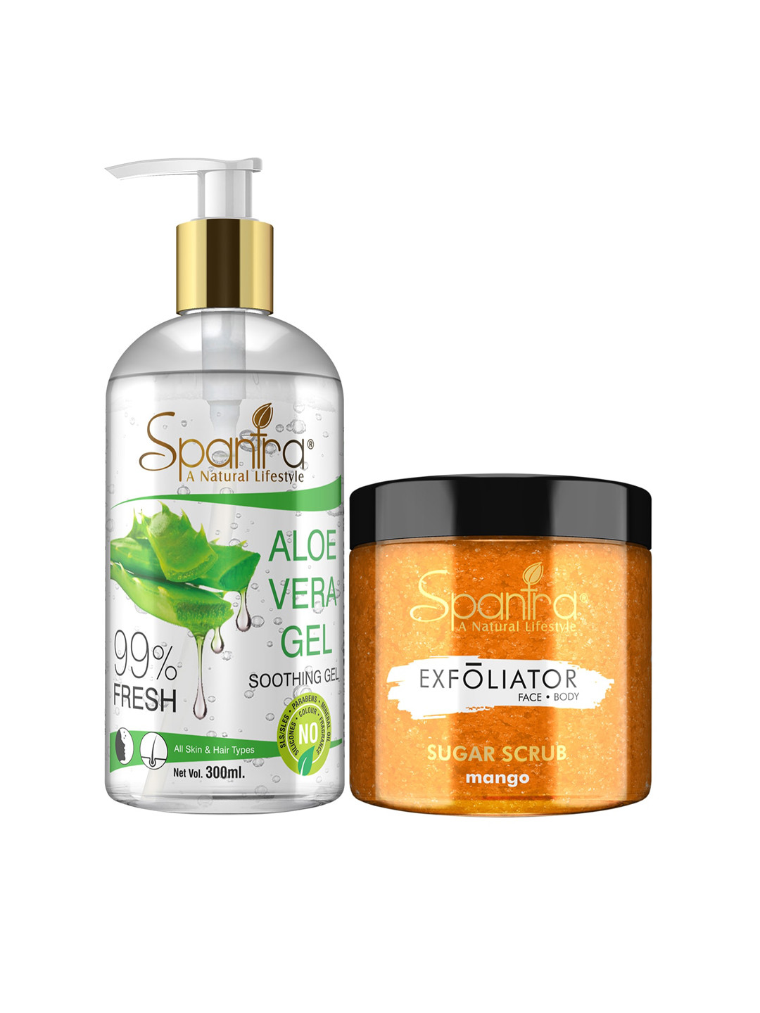 

Spantra Set of 2 Brown Sugar Mango Exfoliating Scrub & Aloevera Soothing Gel