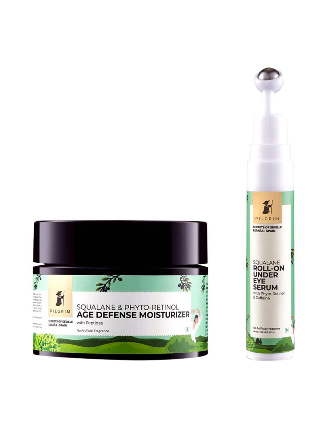 

Pilgrim Squalane No More Wrinkles Combo - Dark Circles Corrector Cream & Serum for Face, White