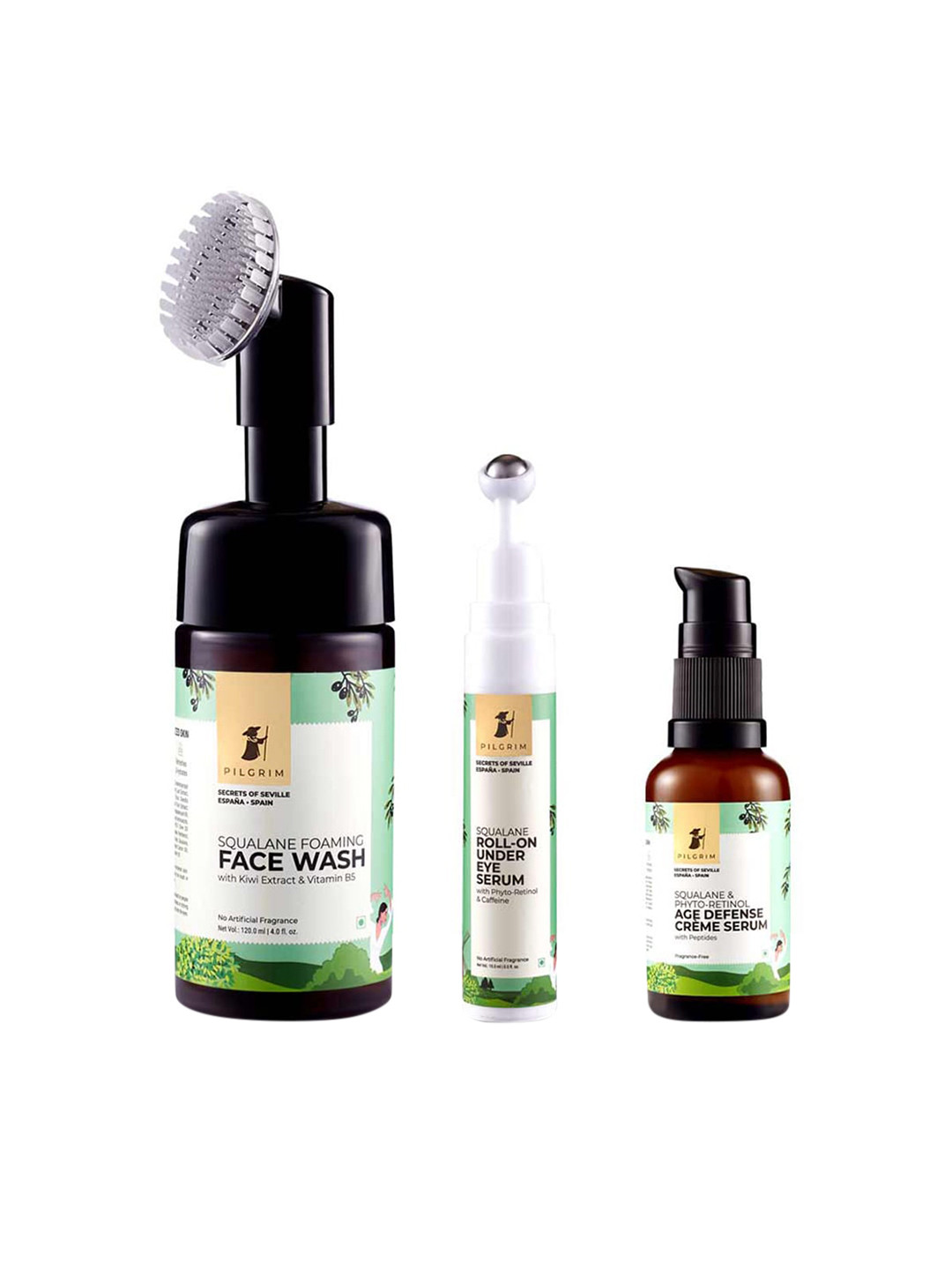 

Pilgrim Squalane Glowing Youthful Skin Facial Combo - Hydrating Roll On Under Eye Serum, White