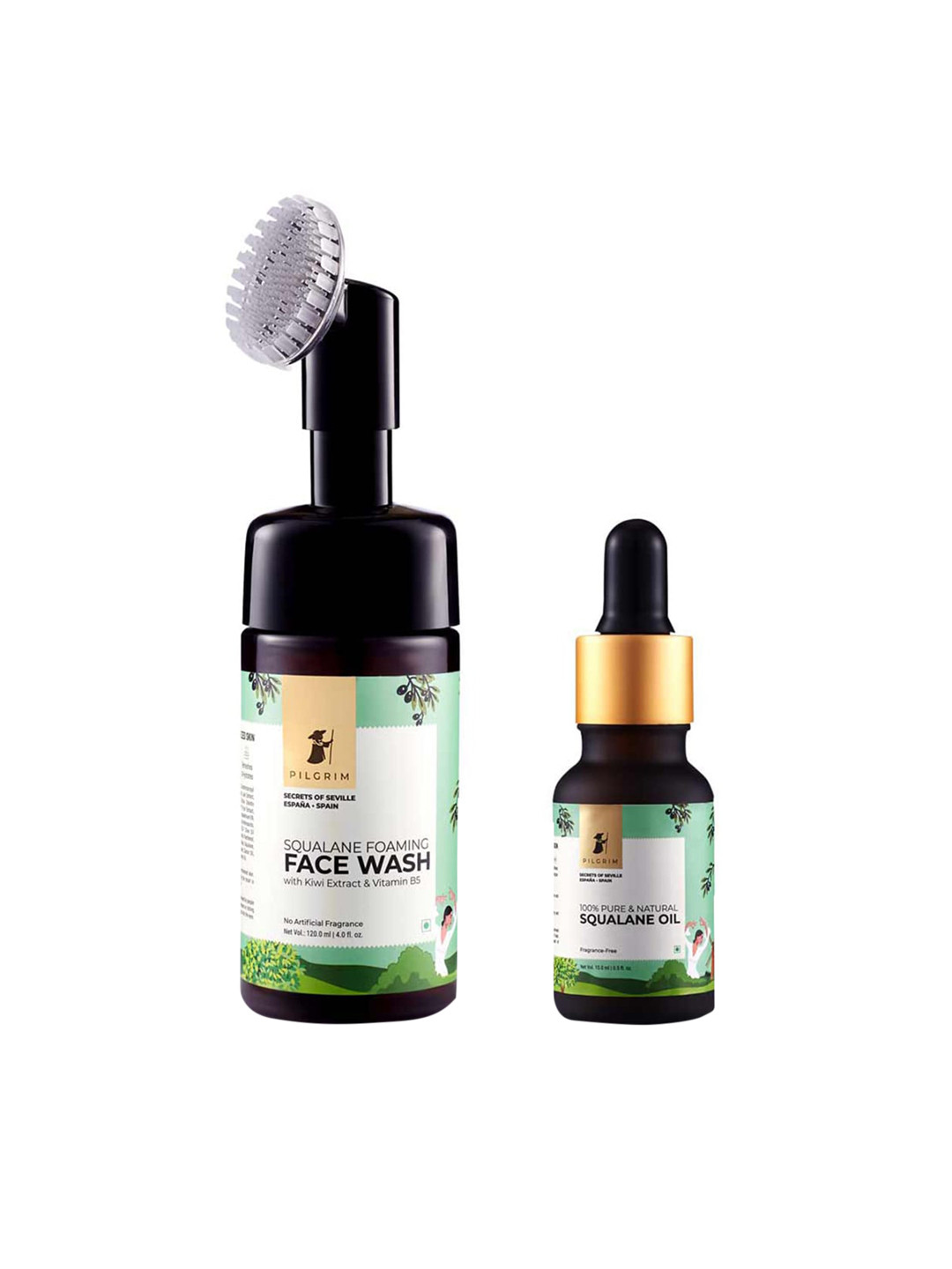 

Pilgrim Dewy Cleanse & Hydrate Combo - Squalane Oil for Glowing Face, Hydrating Face Wash, White