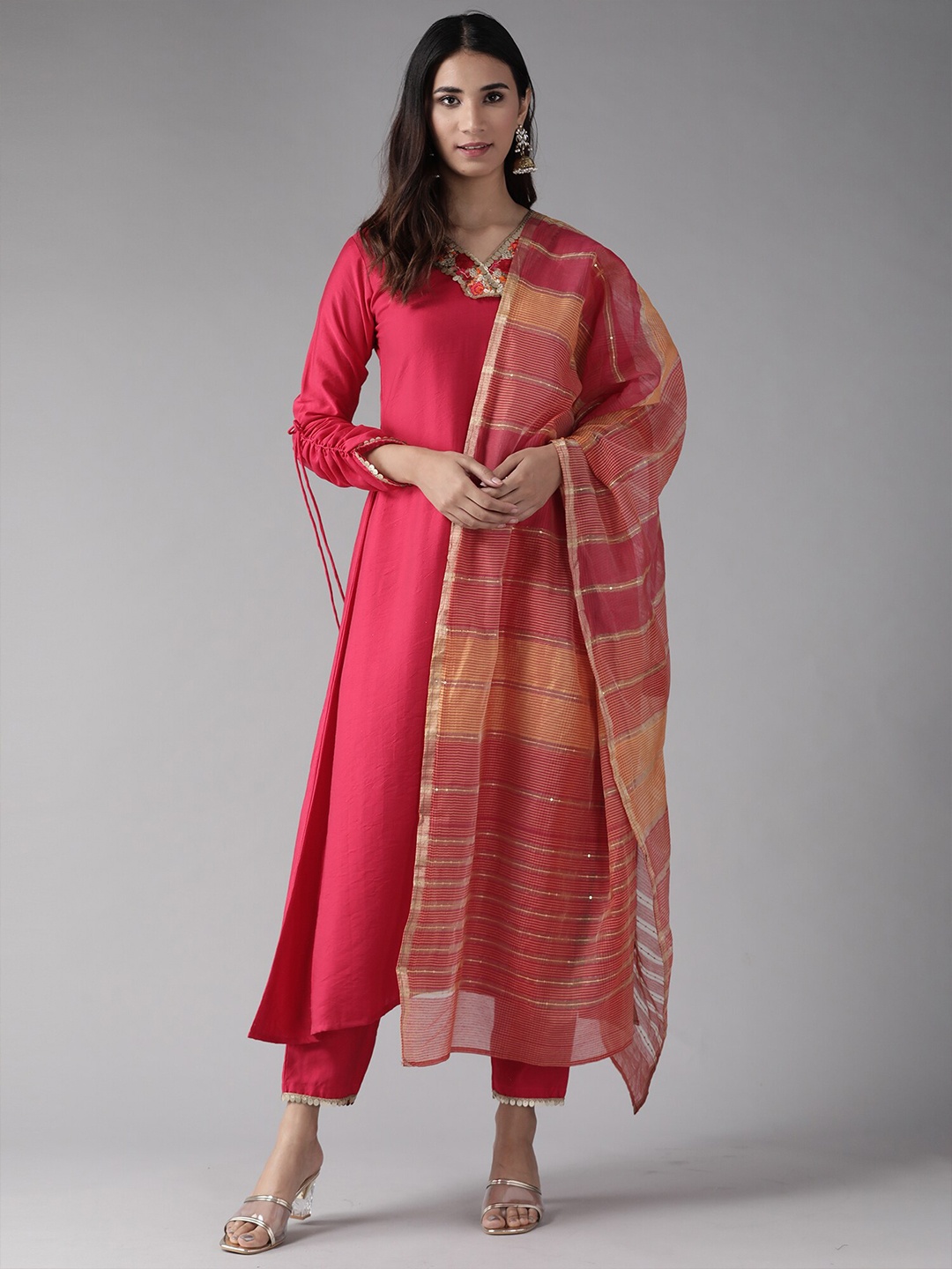 

Indo Era Red And Gold Woven Design Dupatta
