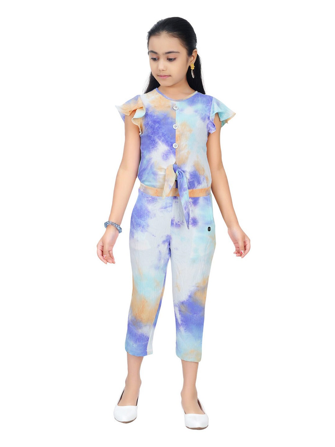 

Tiny Girl Girls Lavender Tie & Die Cotton Capri Jumpsuit