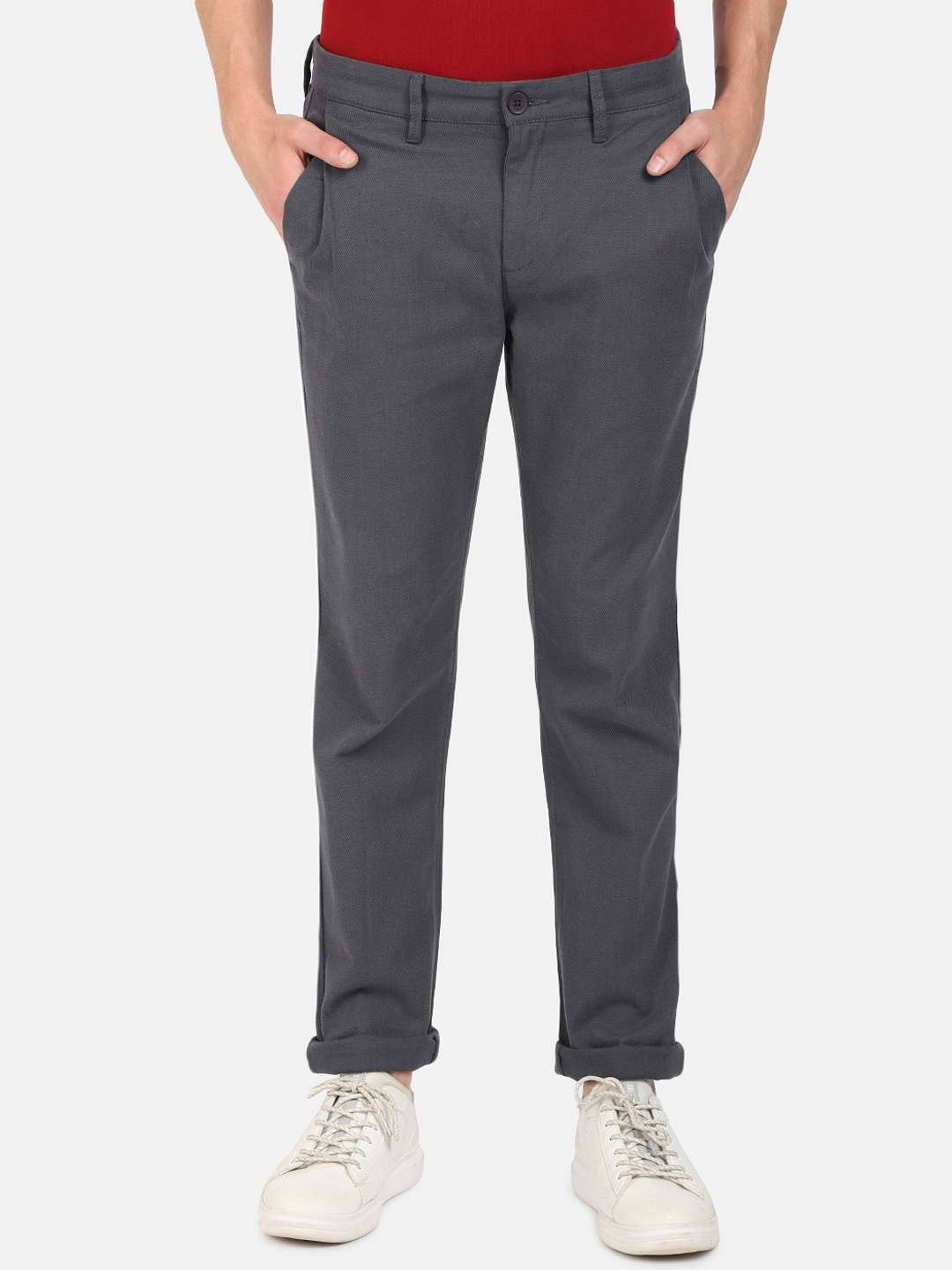 

Crocodile Men Grey Smart Slim Fit Trousers