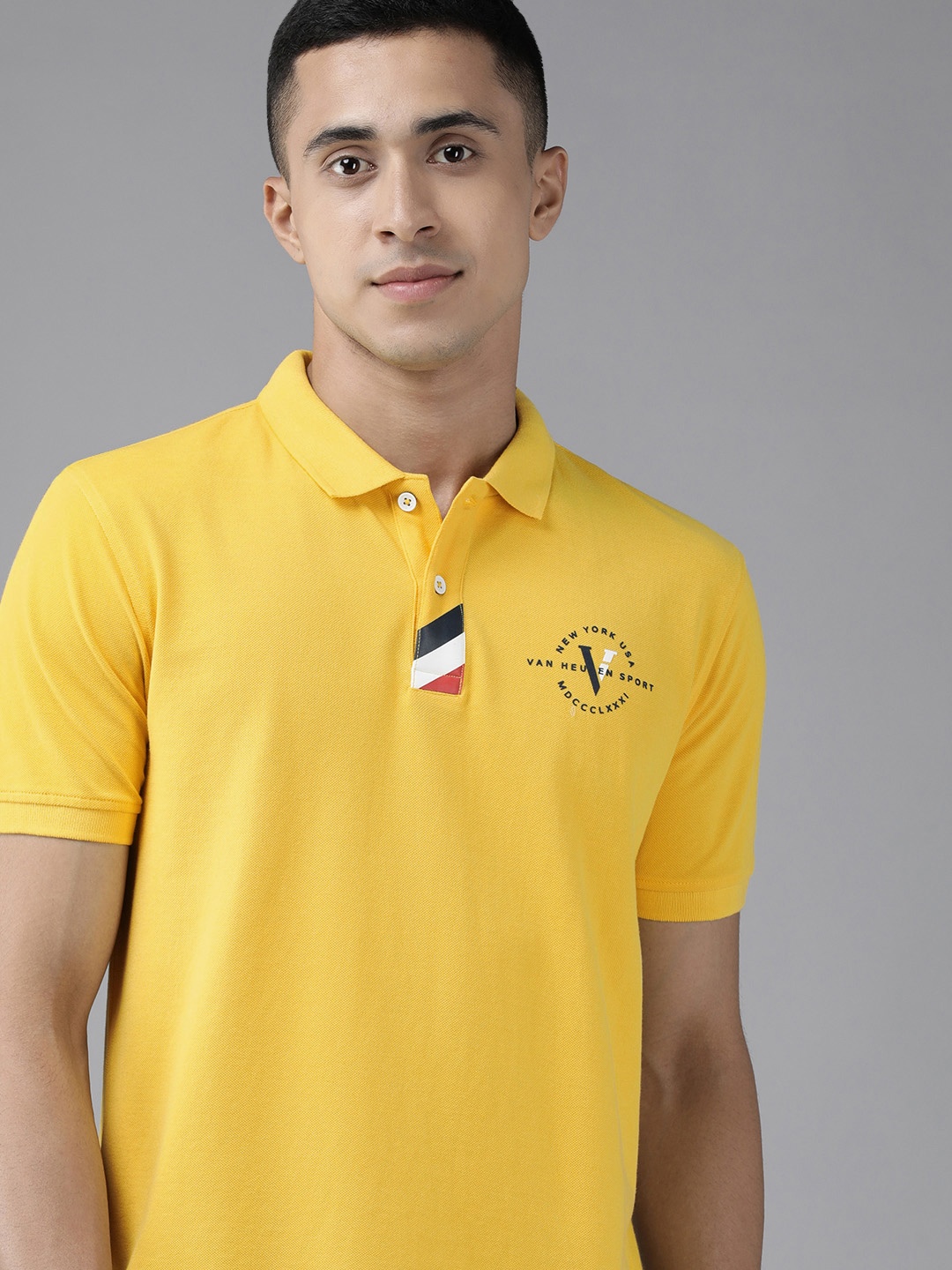 

Van Heusen Sport Men Yellow Polo Collar Pure Cotton T-shirt