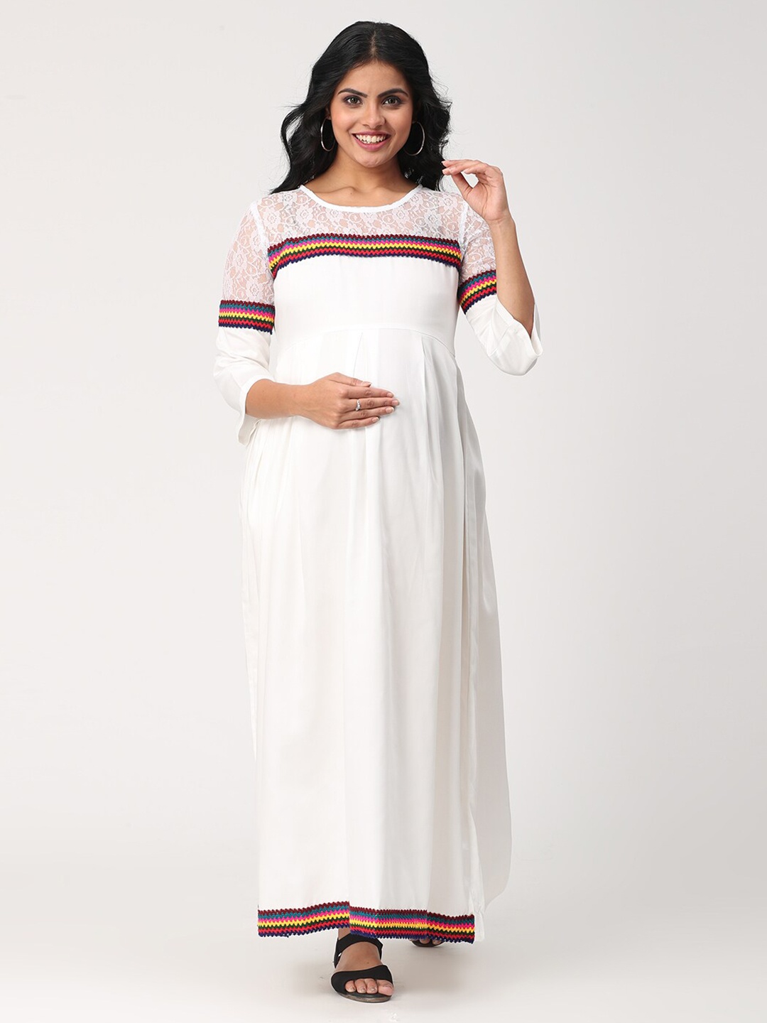 

CHARISMOMIC White Maternity Maxi Dress