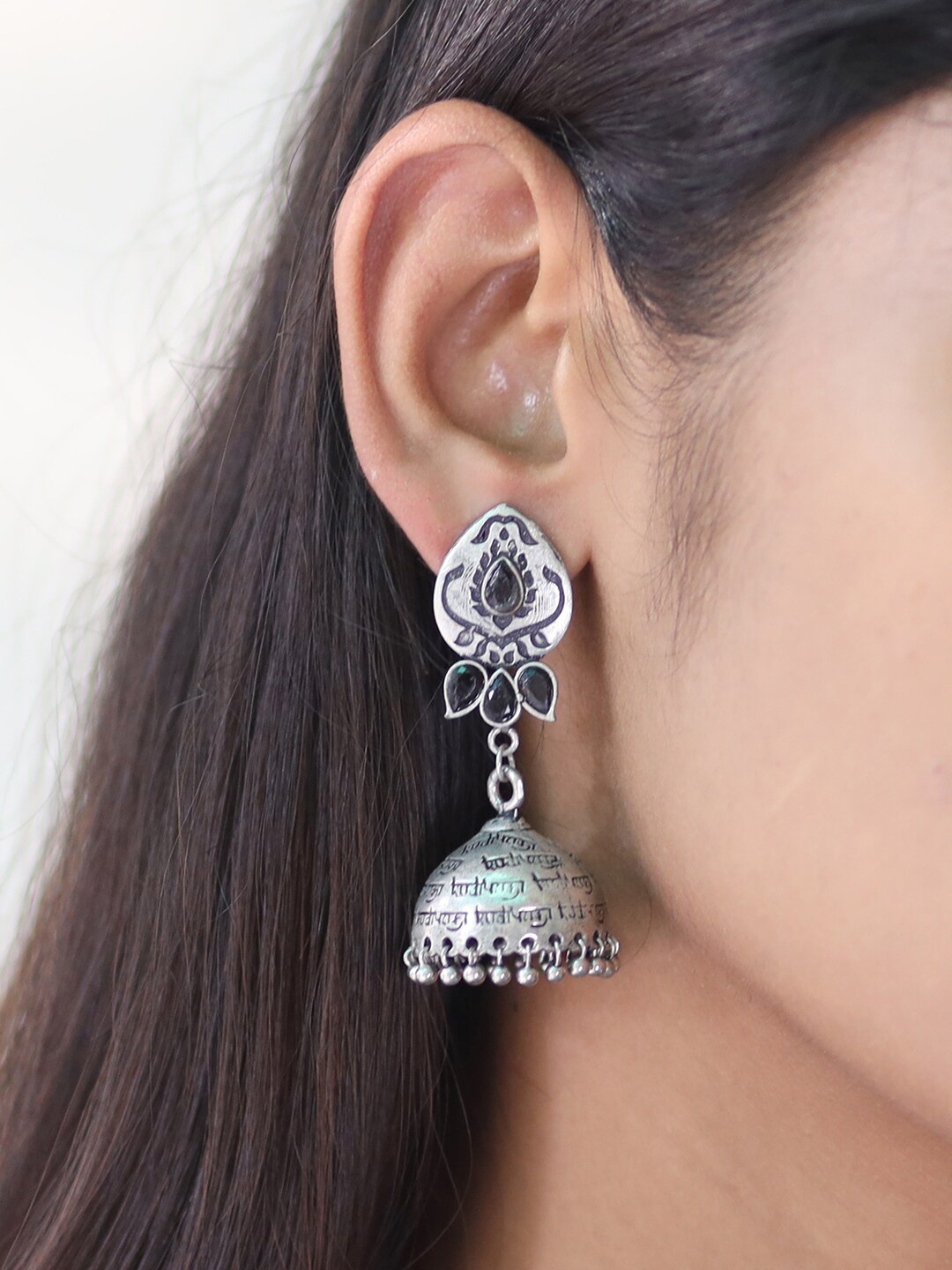 

Ayesha Silver-Plated Contemporary Ethnic Drop Earrings