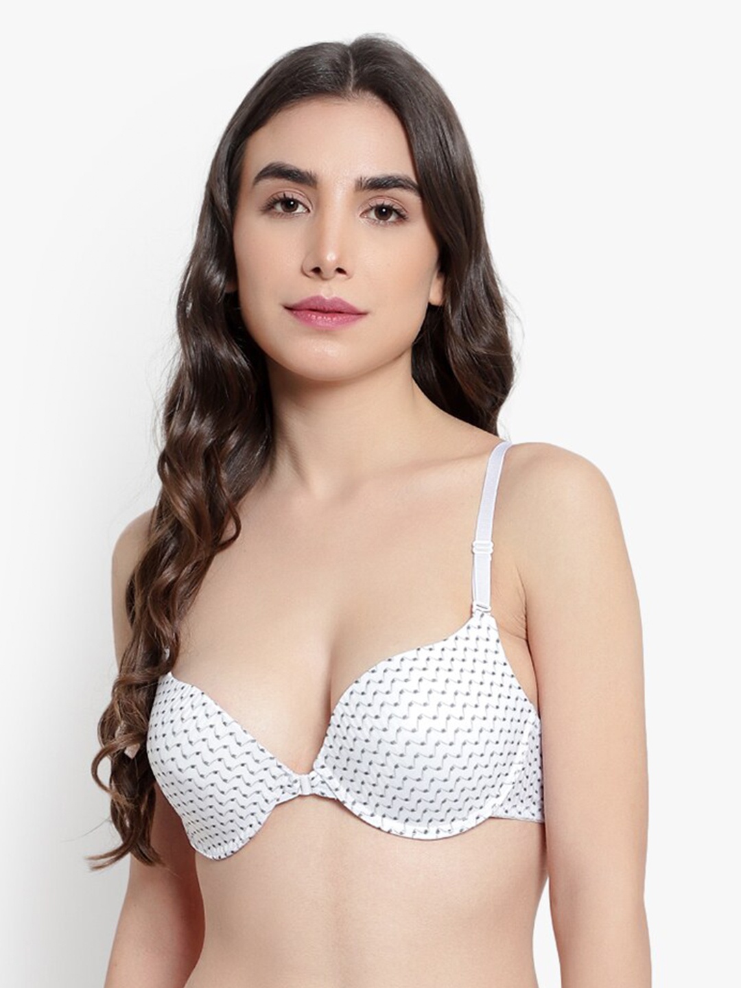 

BRACHY White Abstract Bra - Underwired Lightly Padded