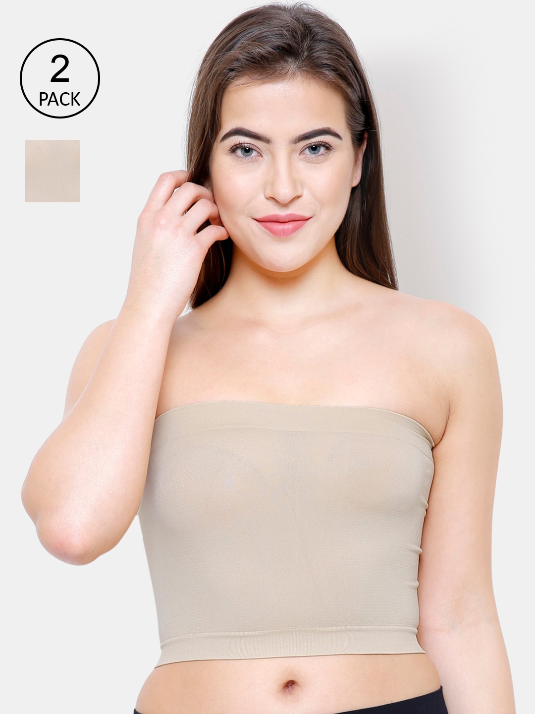 

FashionRack Women Pack of 2 Beige Strapless Camisoles