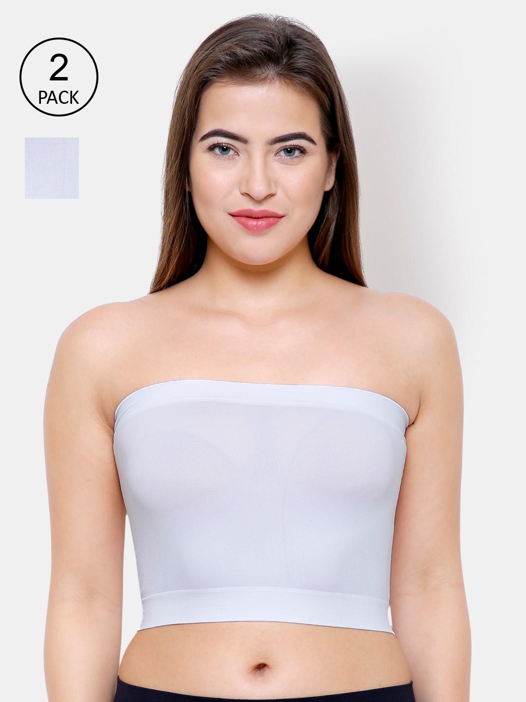

FashionRack Women White Pack of 2 Solid Strapless Camisoles