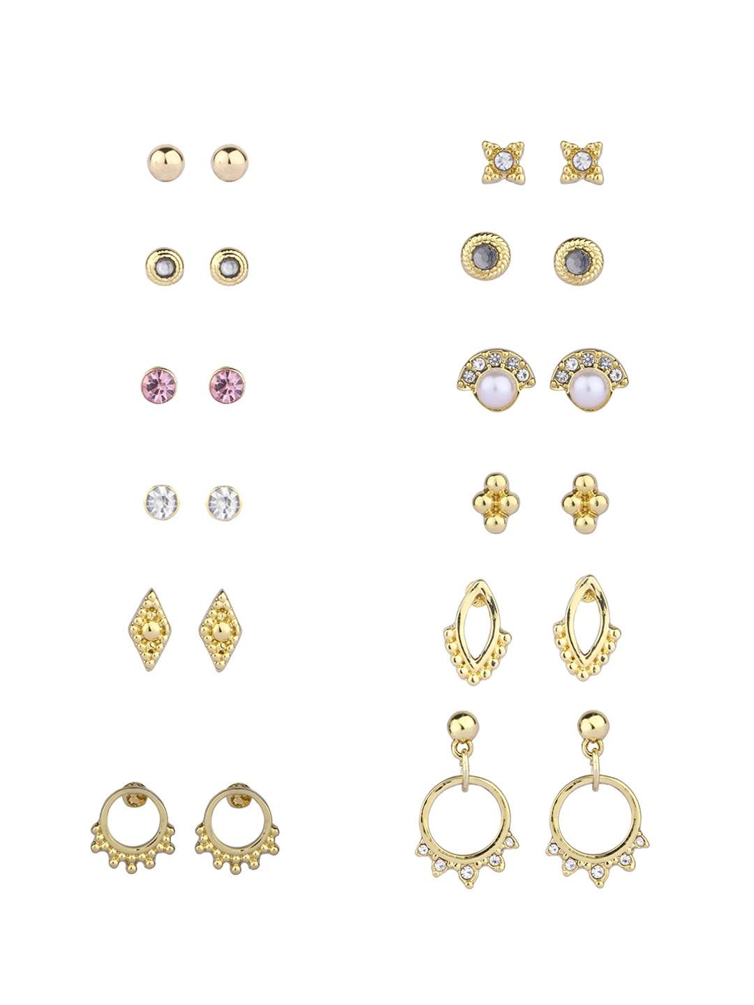 

Lilly & sparkle Gold-Toned & White Spherical Studs Earrings