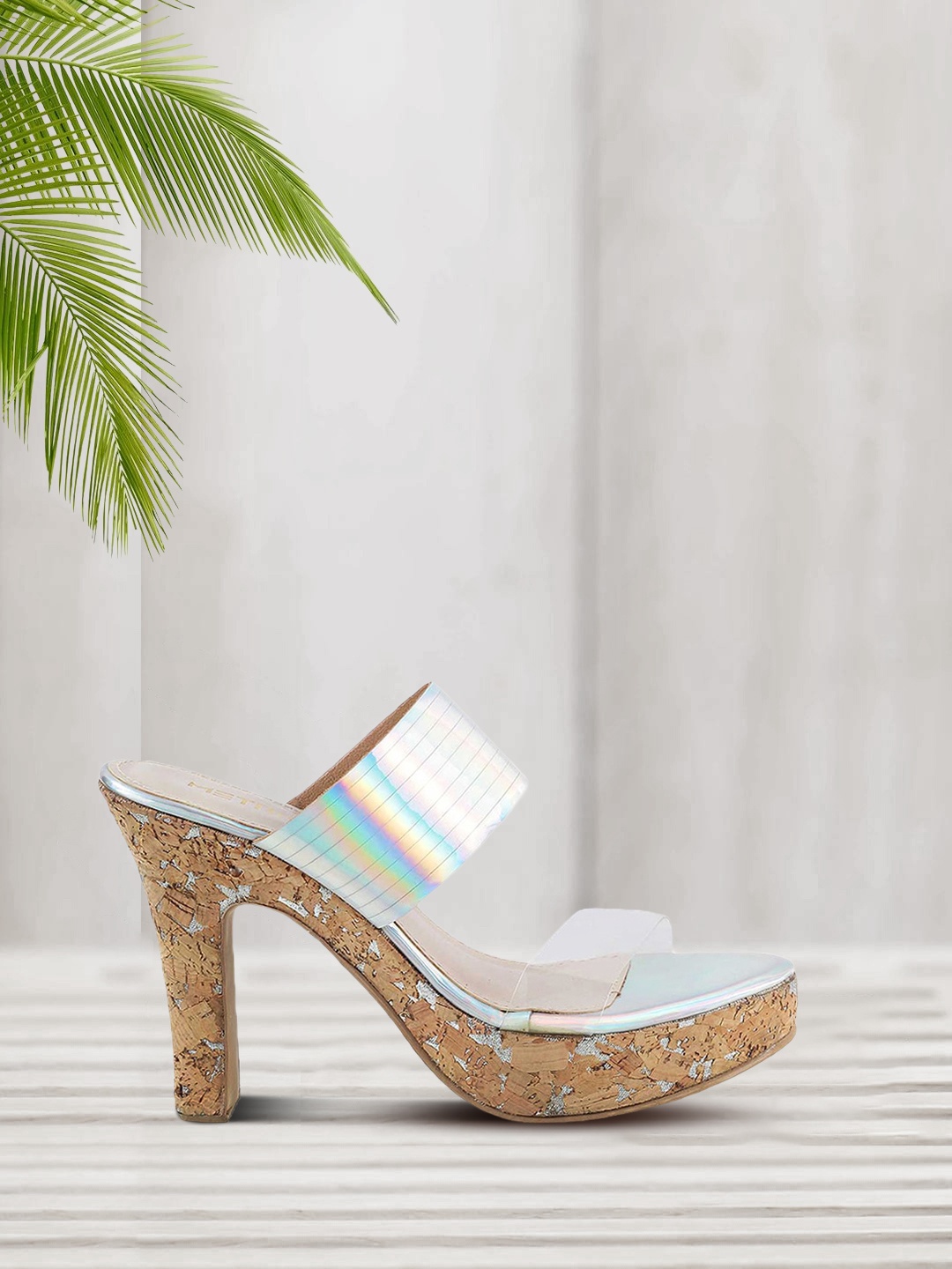 

Metro Silver-Toned Block Heels