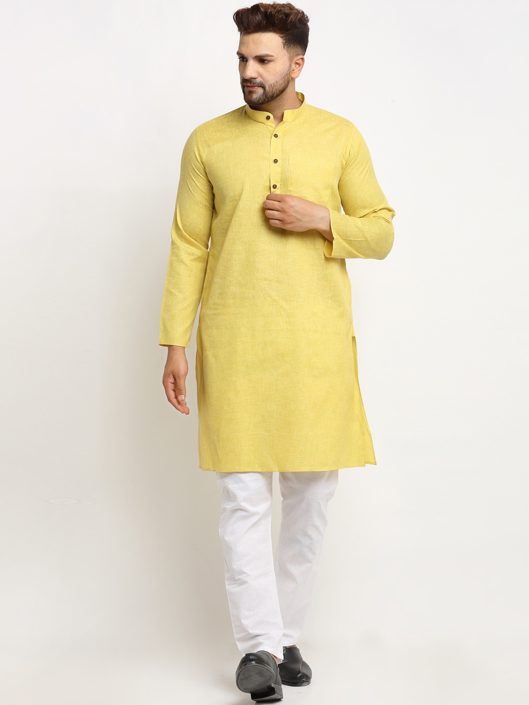 

Armaan Ethnic Men Mustard Yellow Kurta with Churidar