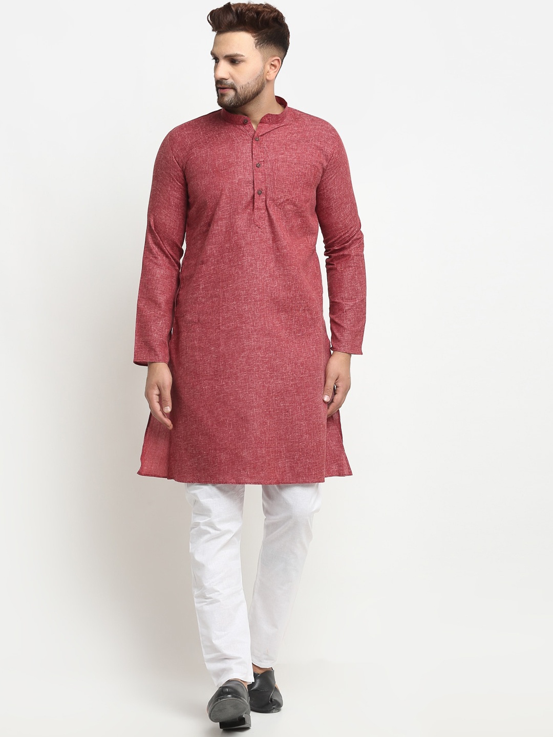 

Armaan Ethnic Men Maroon Angrakha Kurta with Pyjamas