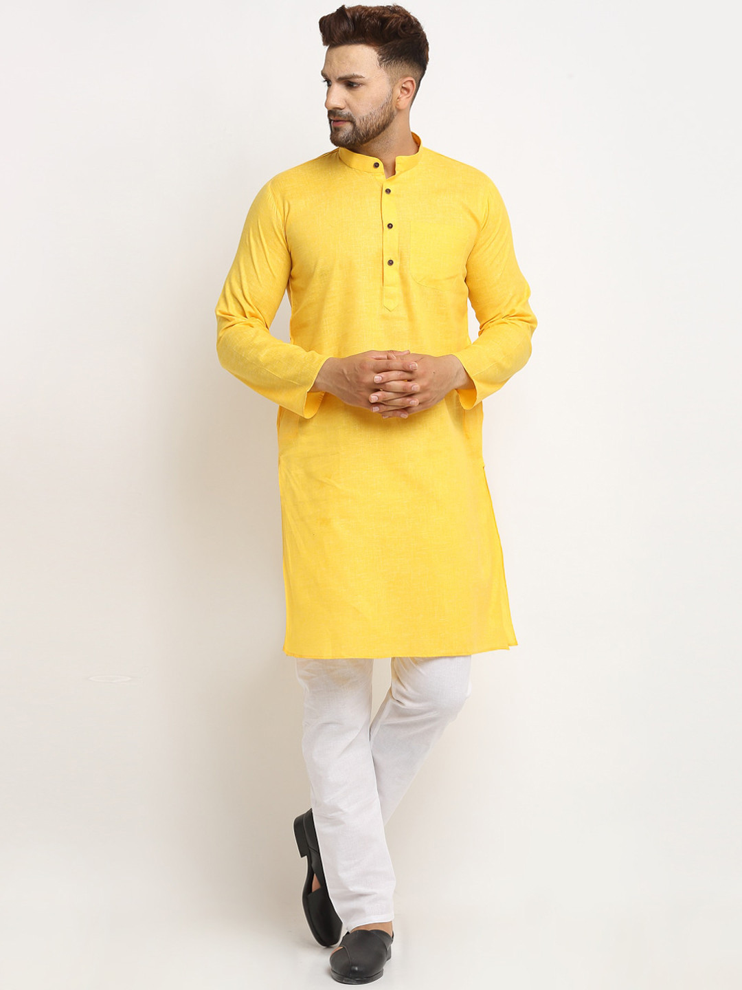 

Armaan Ethnic Men Yellow & White Kurta with Pyjamas