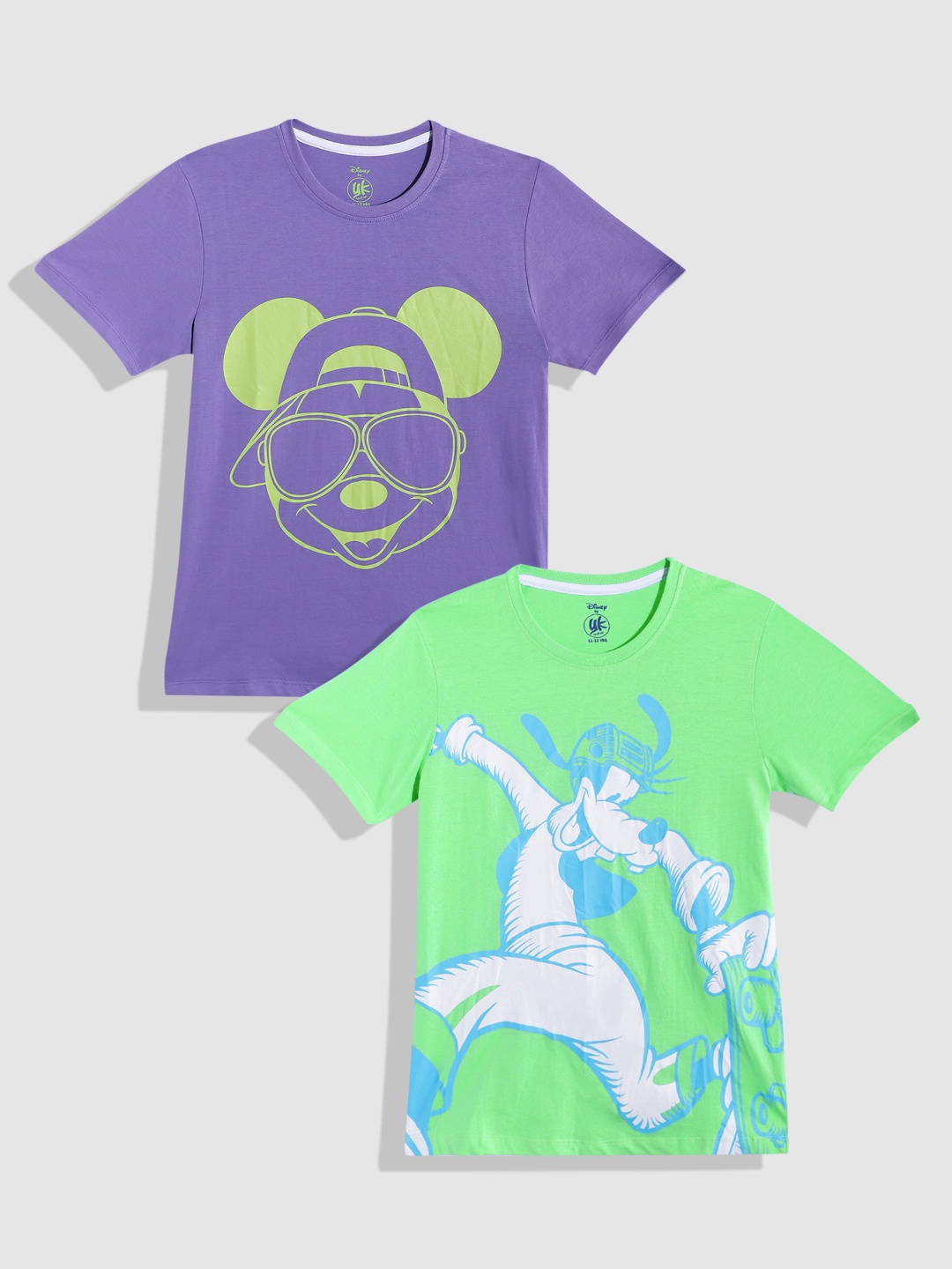 

YK Disney Boys Pack of 2 Printed Pure Cotton T-Shirt, Purple