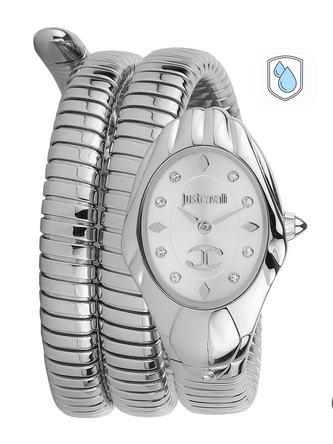 

Just Cavalli Women Silver-Toned Dial & Silver Toned Wrap Around Straps Watch JC1L184M0015