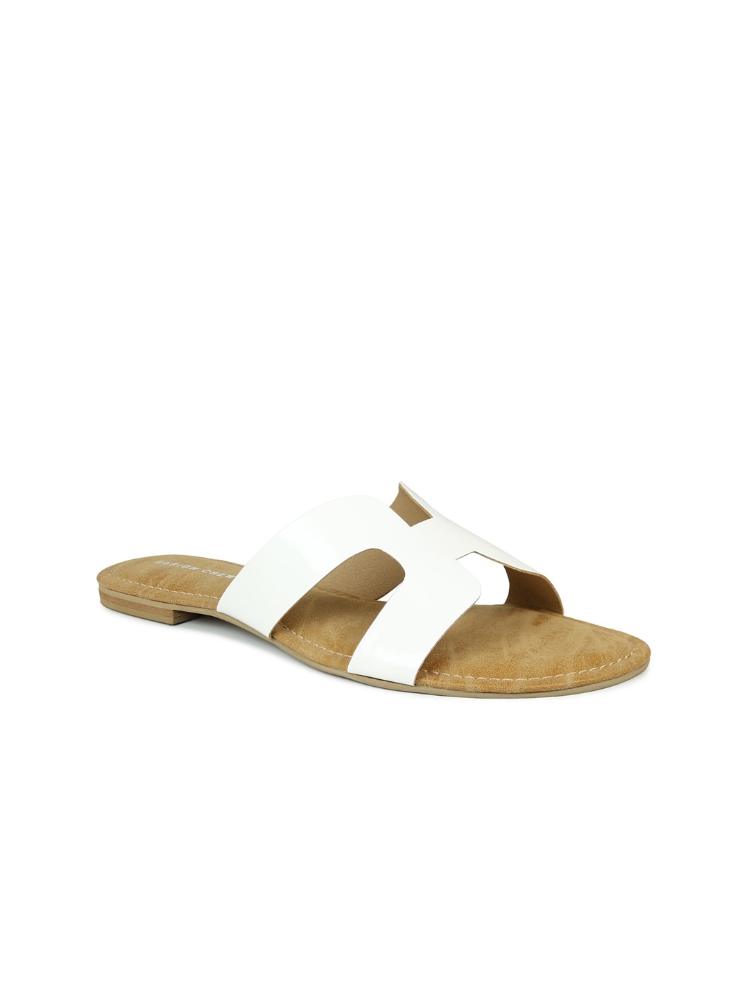 

DESIGN CREW Women White Colourblocked Open Toe Flats