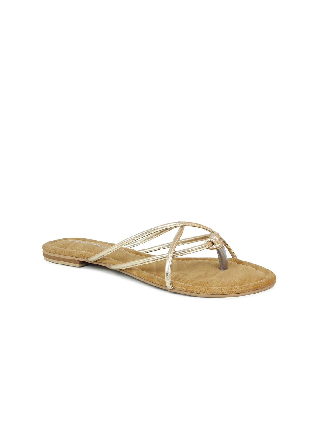 

DESIGN CREW Women Gold-Toned Open Toe Flats