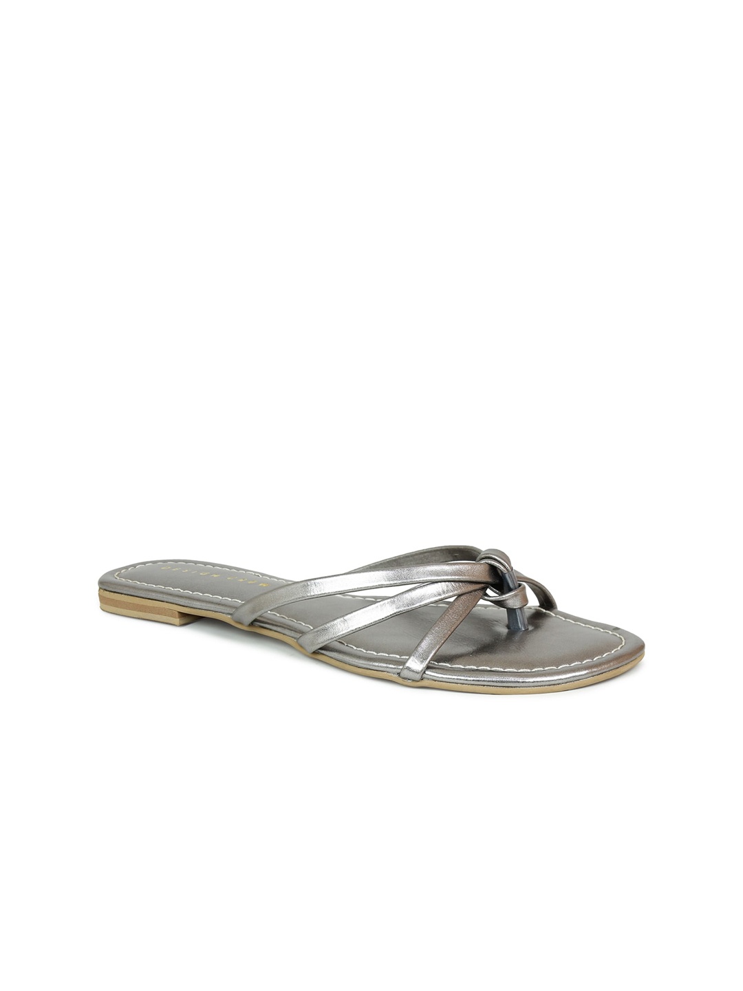 

DESIGN CREW Women Silver-Toned Open Toe Flats