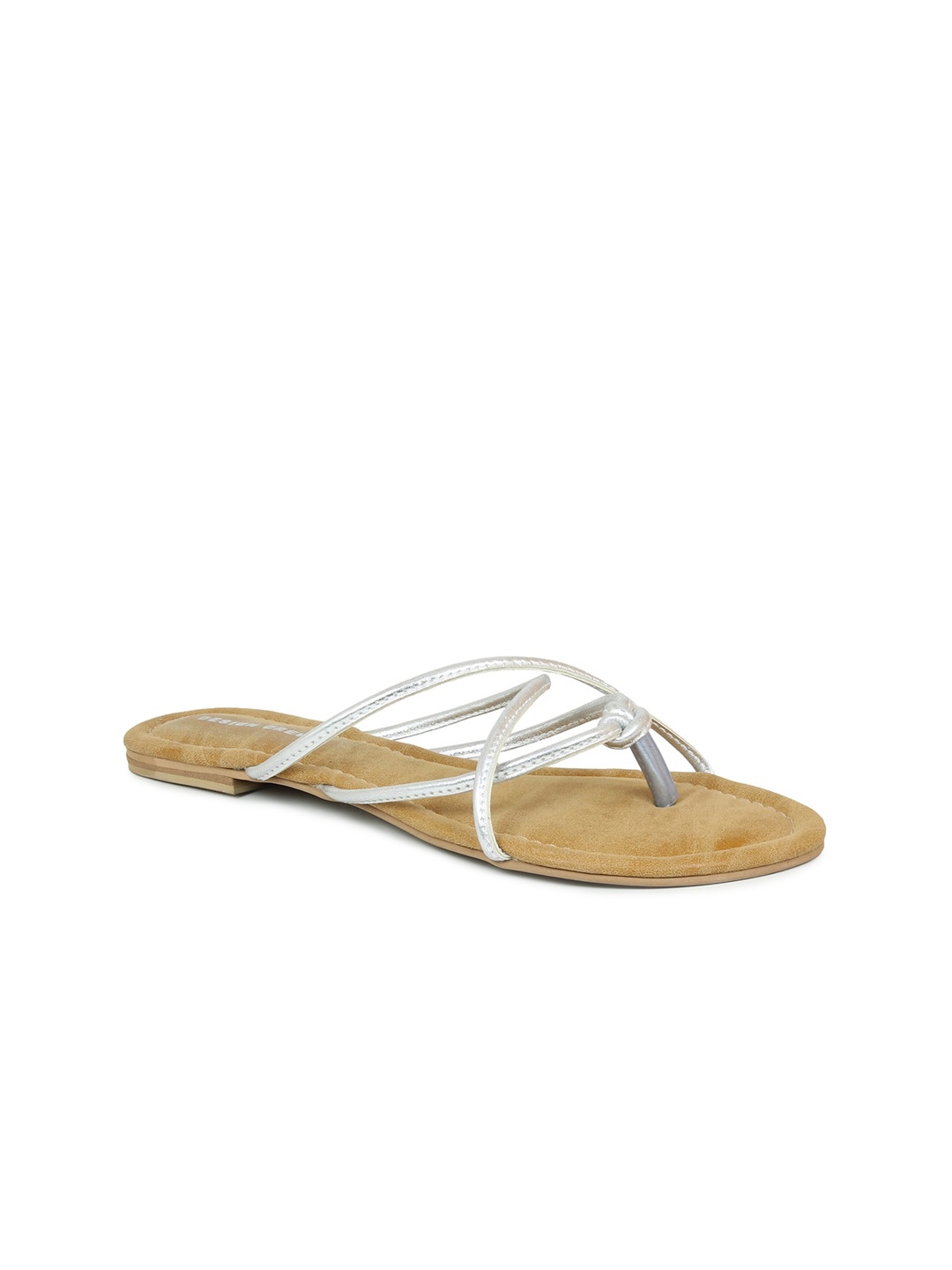 

DESIGN CREW Women Silver-Toned Open Toe Flats