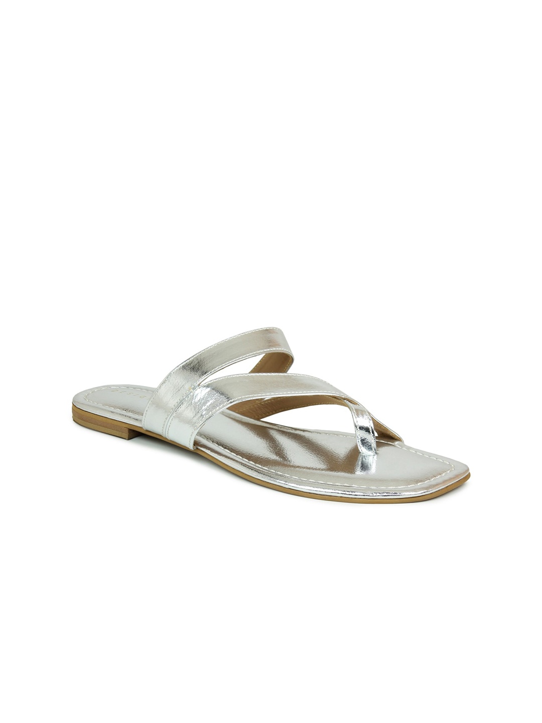 

DESIGN CREW Women Silver-Toned Open Toe Flats