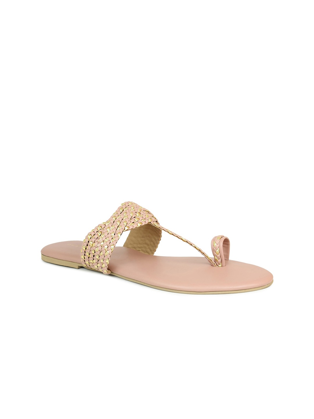 

DESIGN CREW Women Peach-Coloured T-Strap Flats