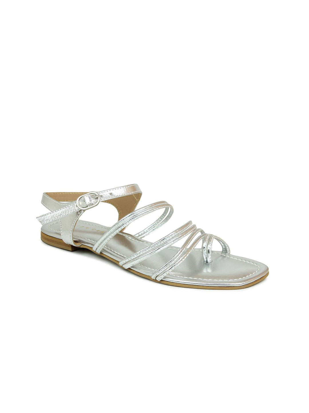 

DESIGN CREW Women Silver-Toned Open Toe Flats