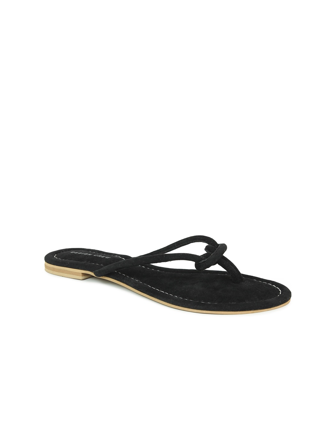 

DESIGN CREW Women Black Open Toe Flats with Bows