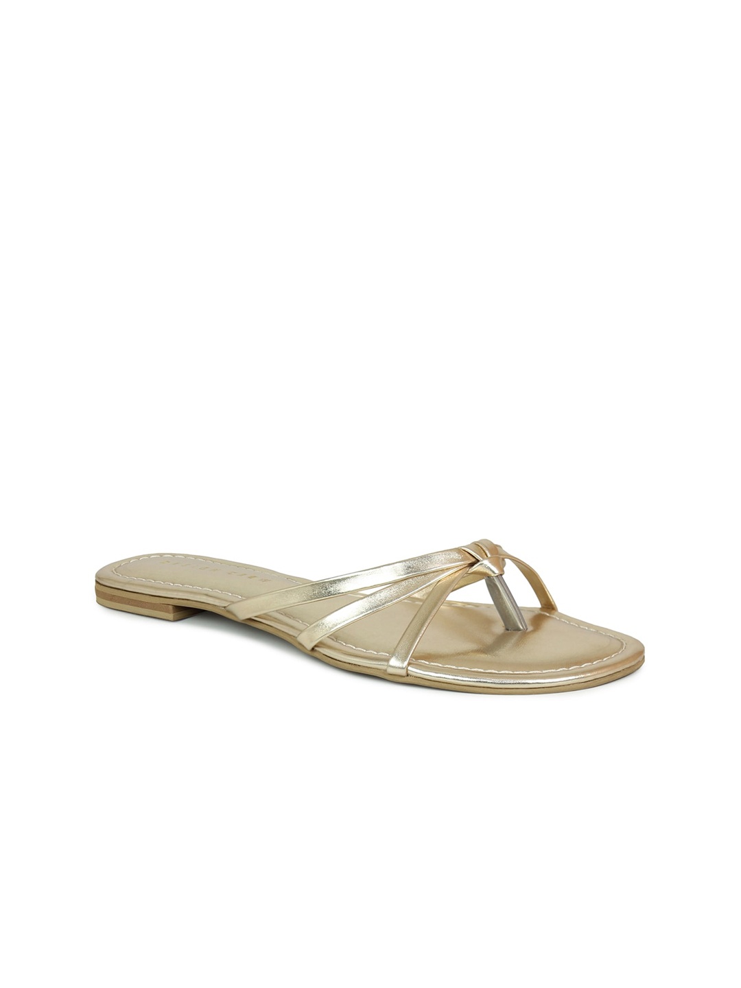 

DESIGN CREW Women Gold-Toned Open Toe Flats
