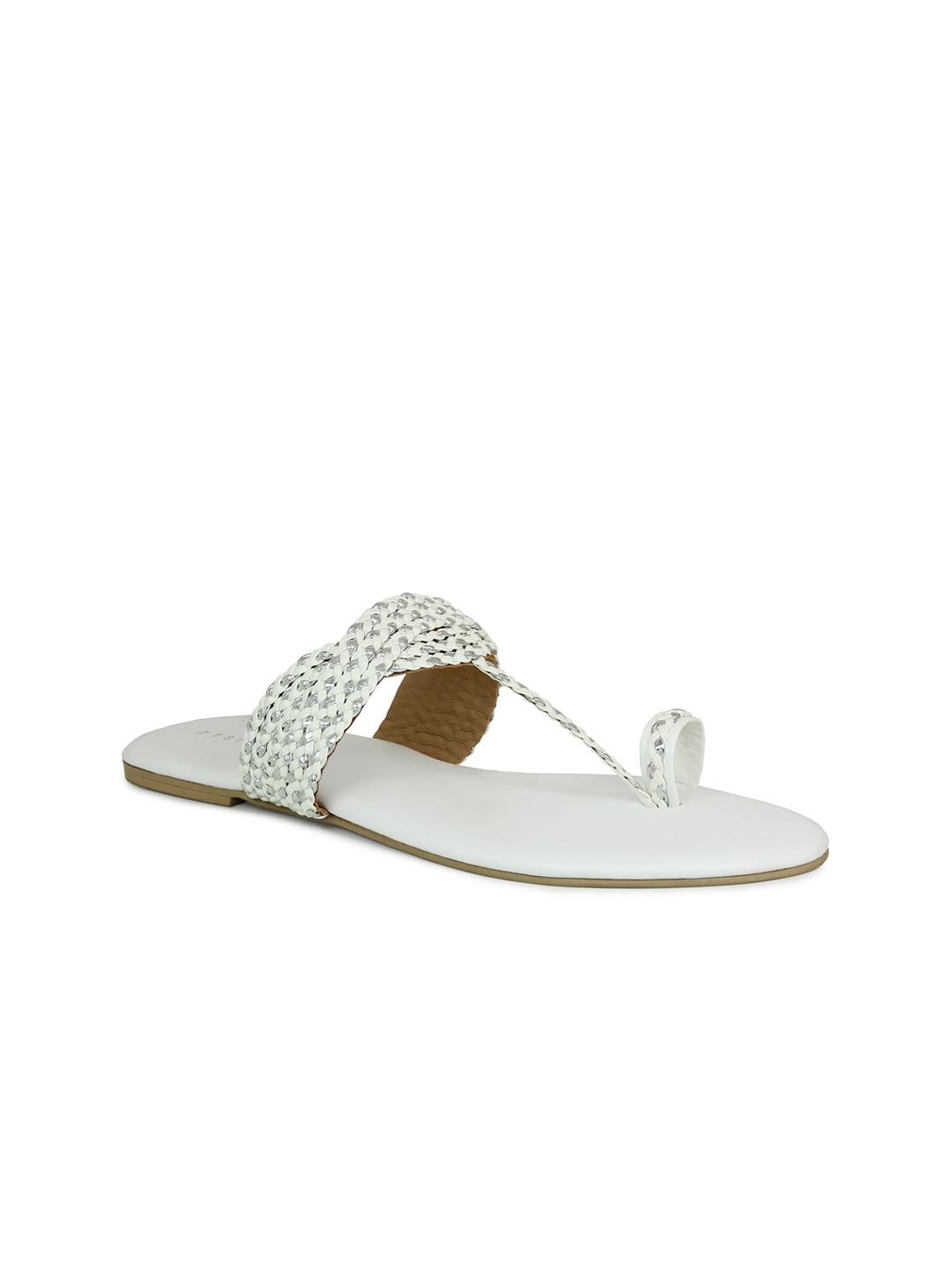 

DESIGN CREW Women White Textured One Toe Flats