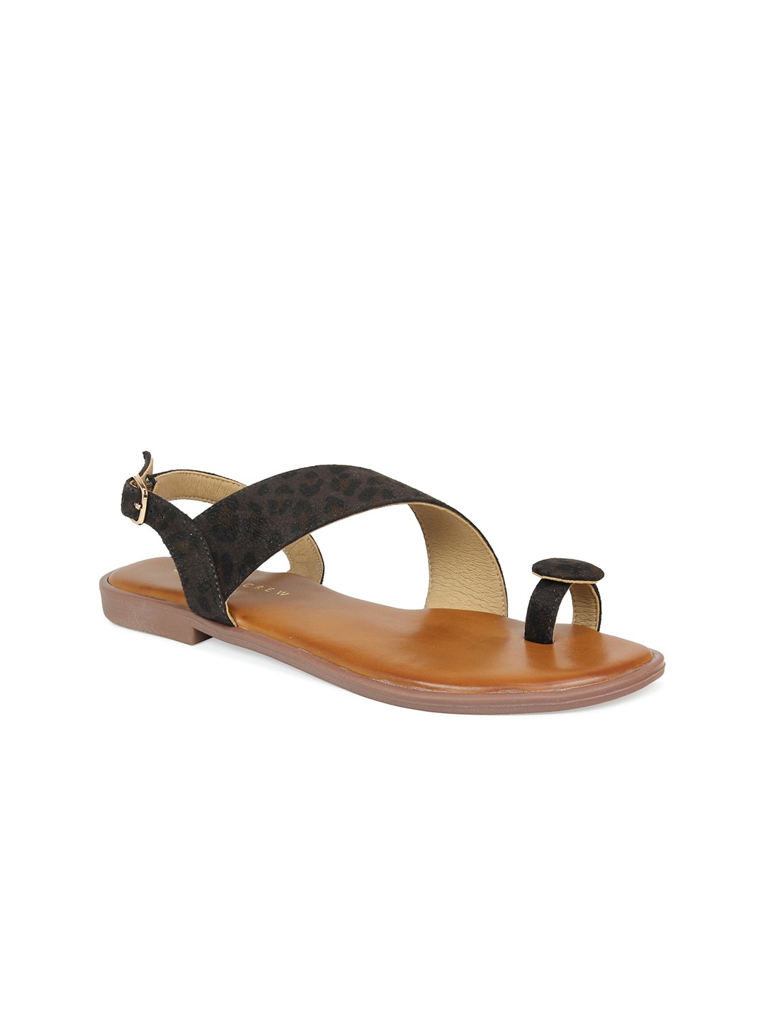 

DESIGN CREW Women Coffee Brown Printed One Toe Flats