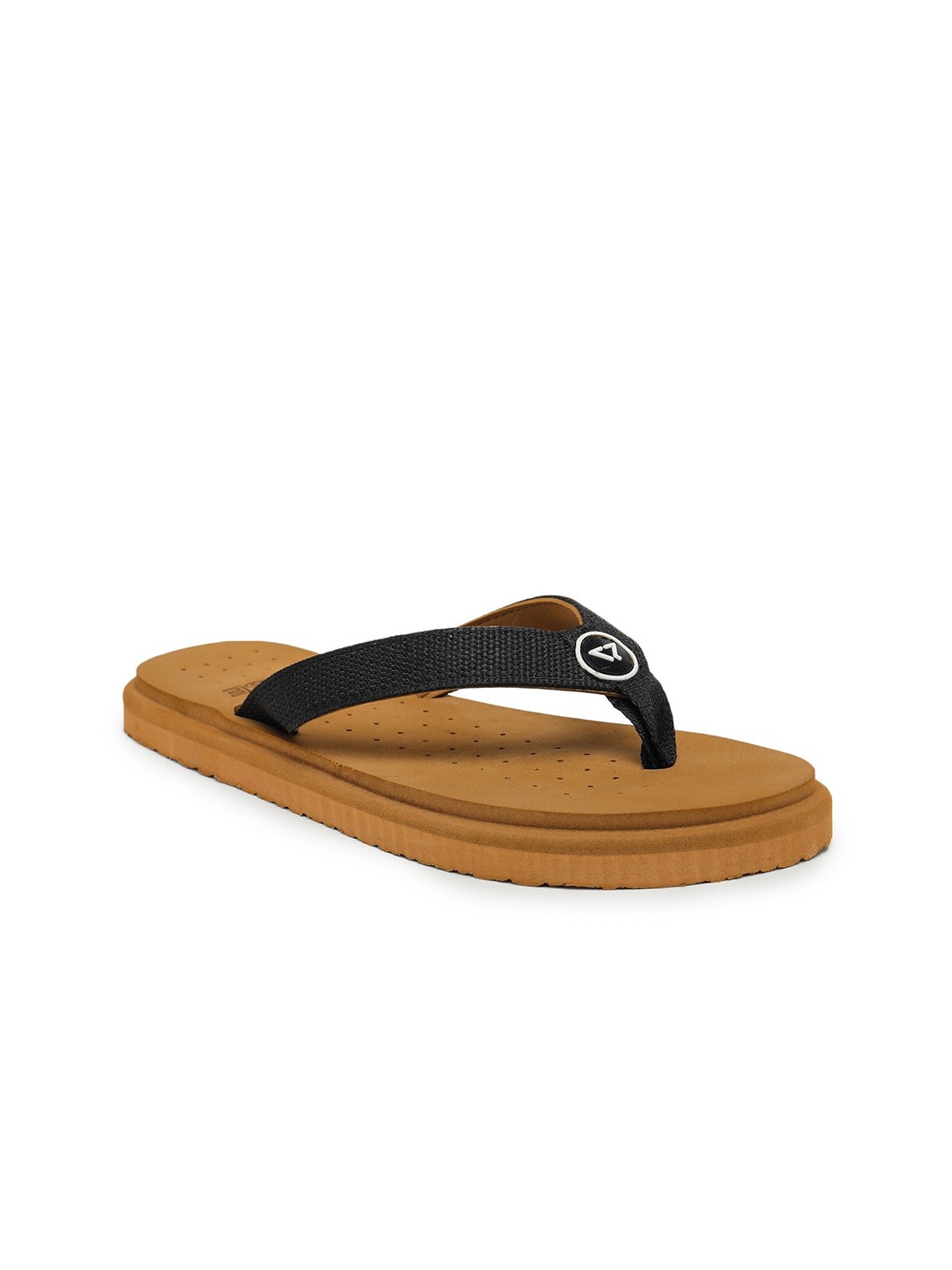 

TRASE Men Tan & Black Thong Flip-Flops