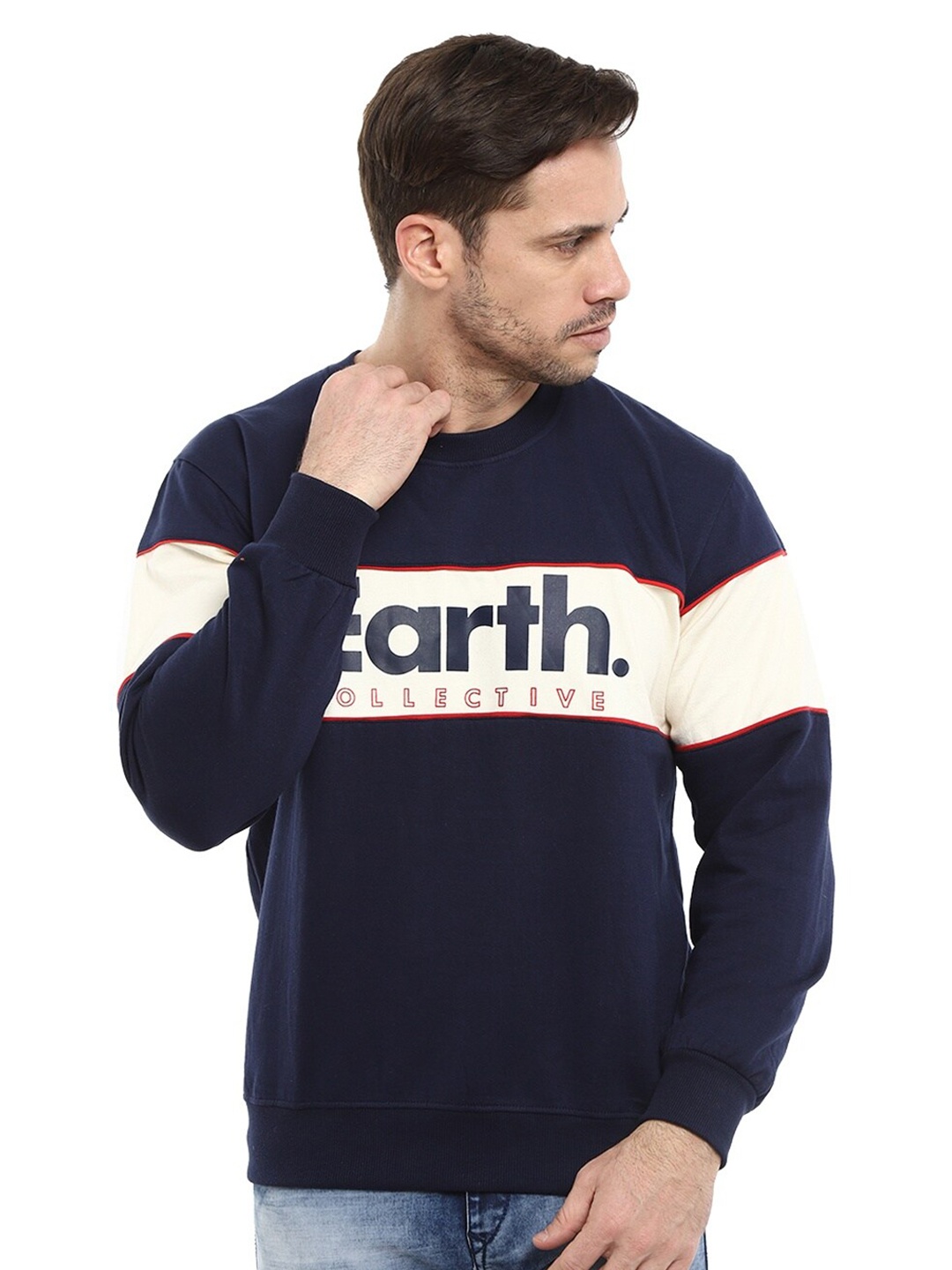 

V-Mart Men Blue Printed Sweatshirt