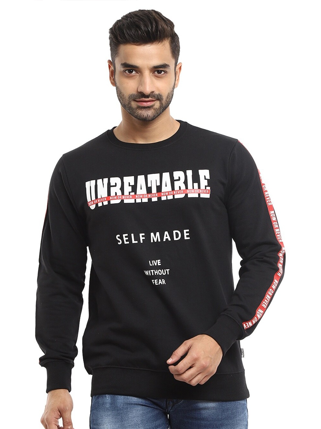 

V-Mart Men Black Printed Sweatshirt
