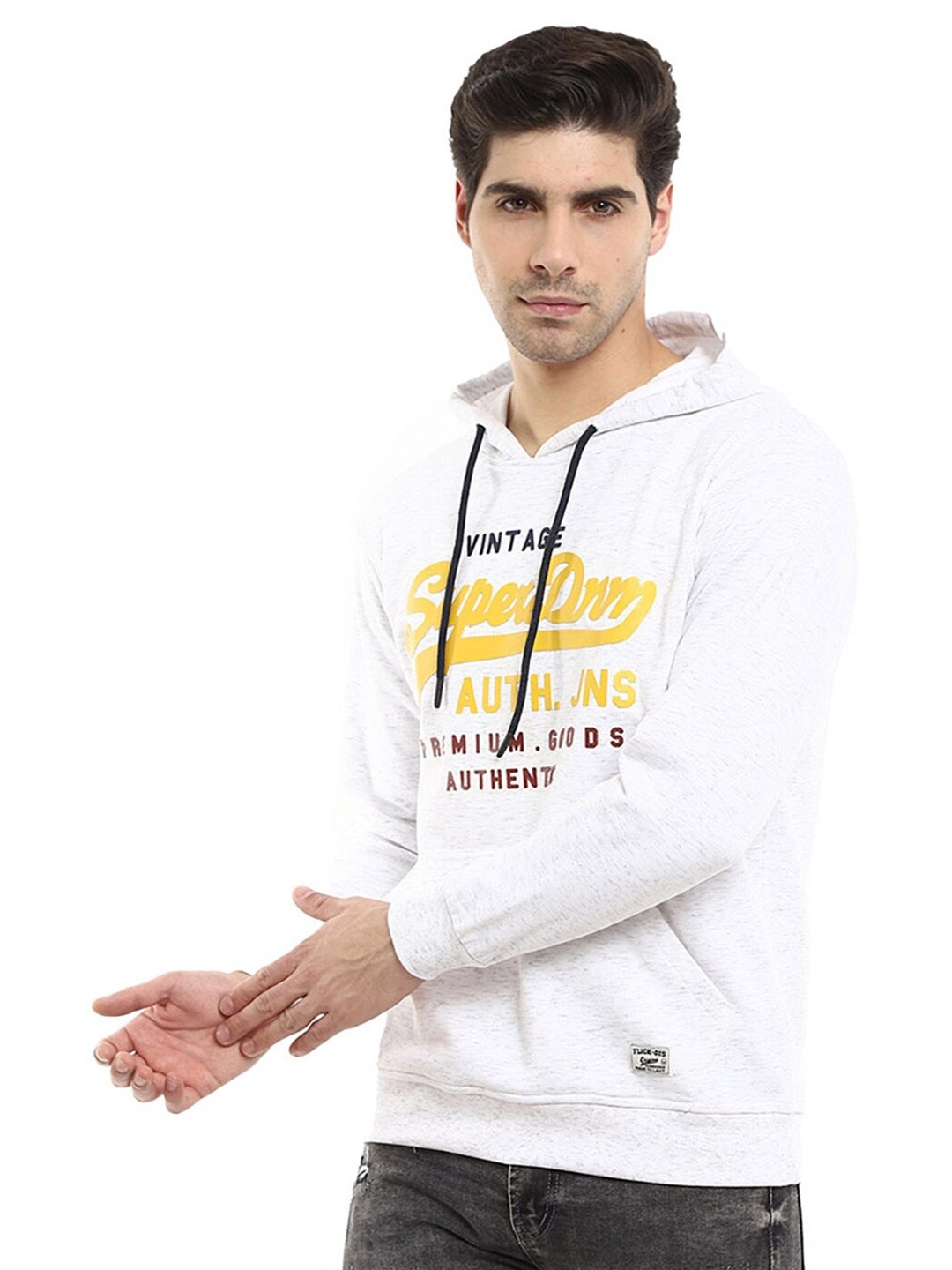 

V-Mart Men Grey Printed Hooded Sweatshirt