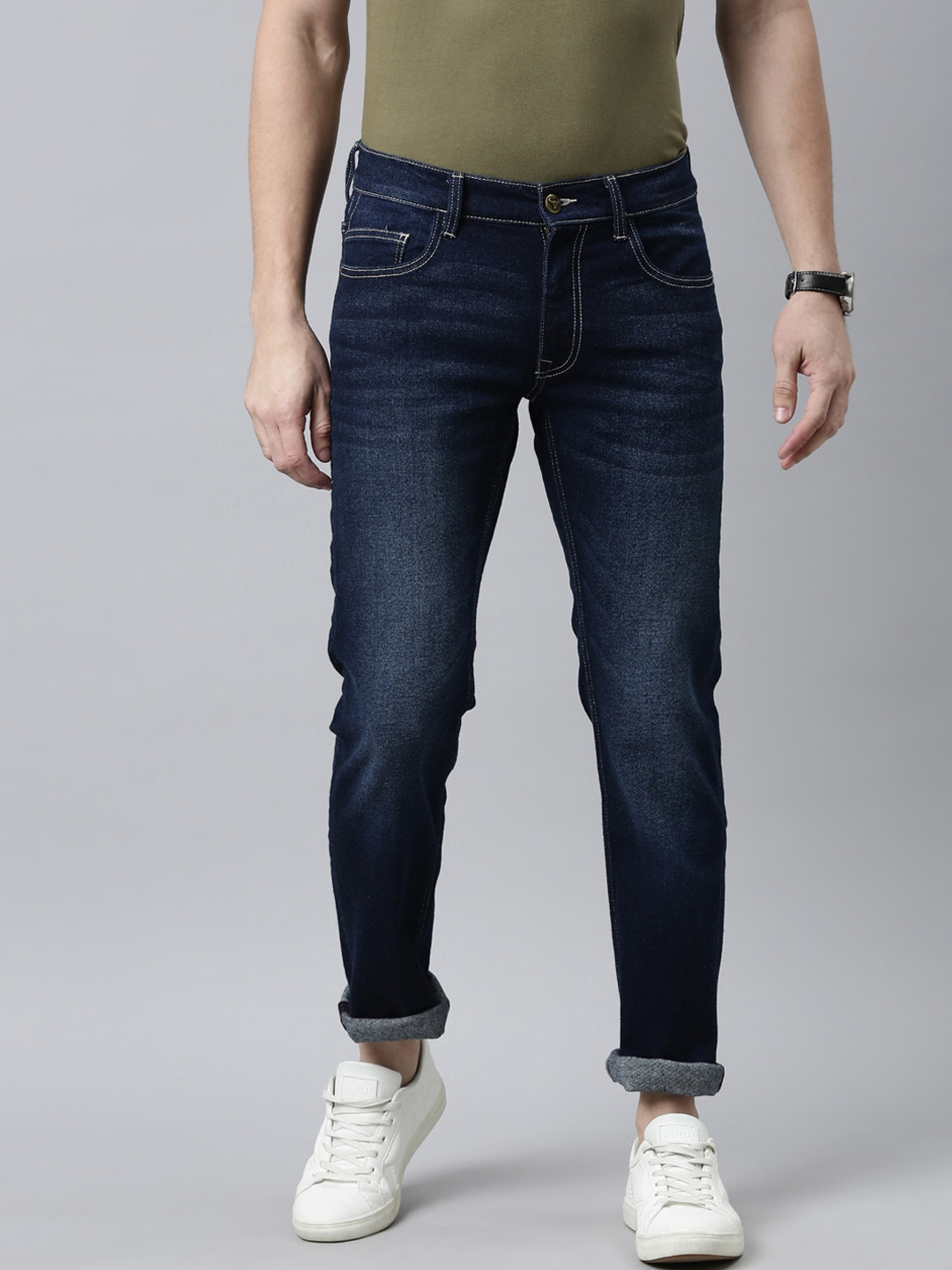 

American Bull Men Blue Slim Fit Light Fade Stretchable Jeans