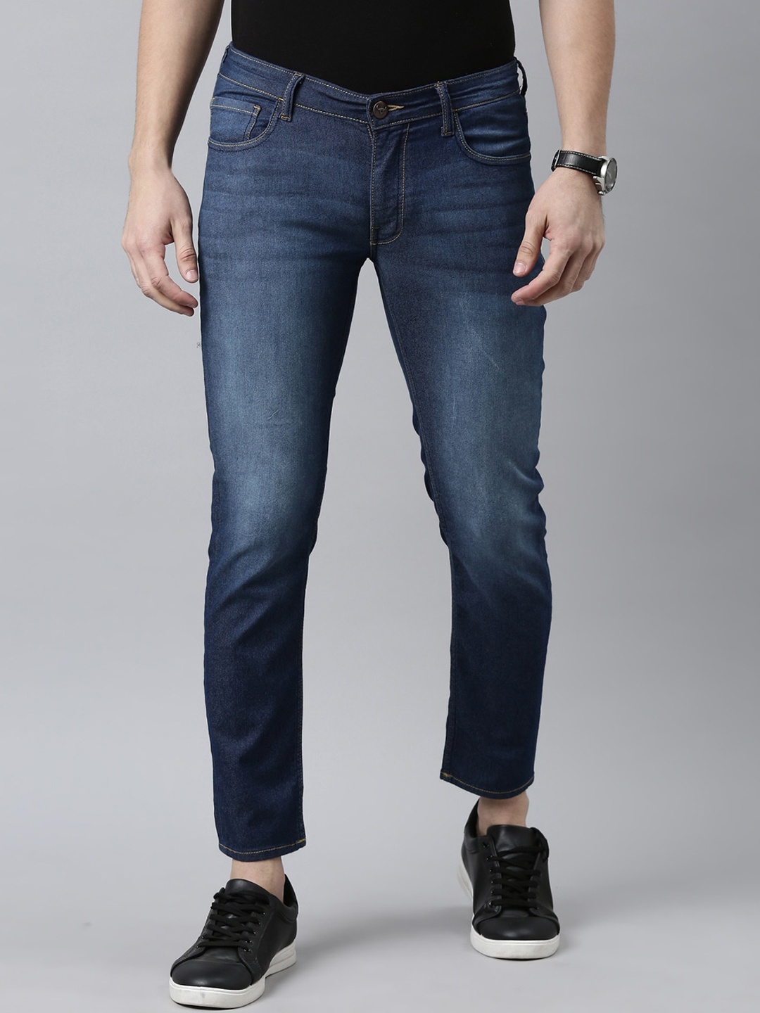 

American Bull Men Blue Slim Fit Light Fade Stretchable Jeans