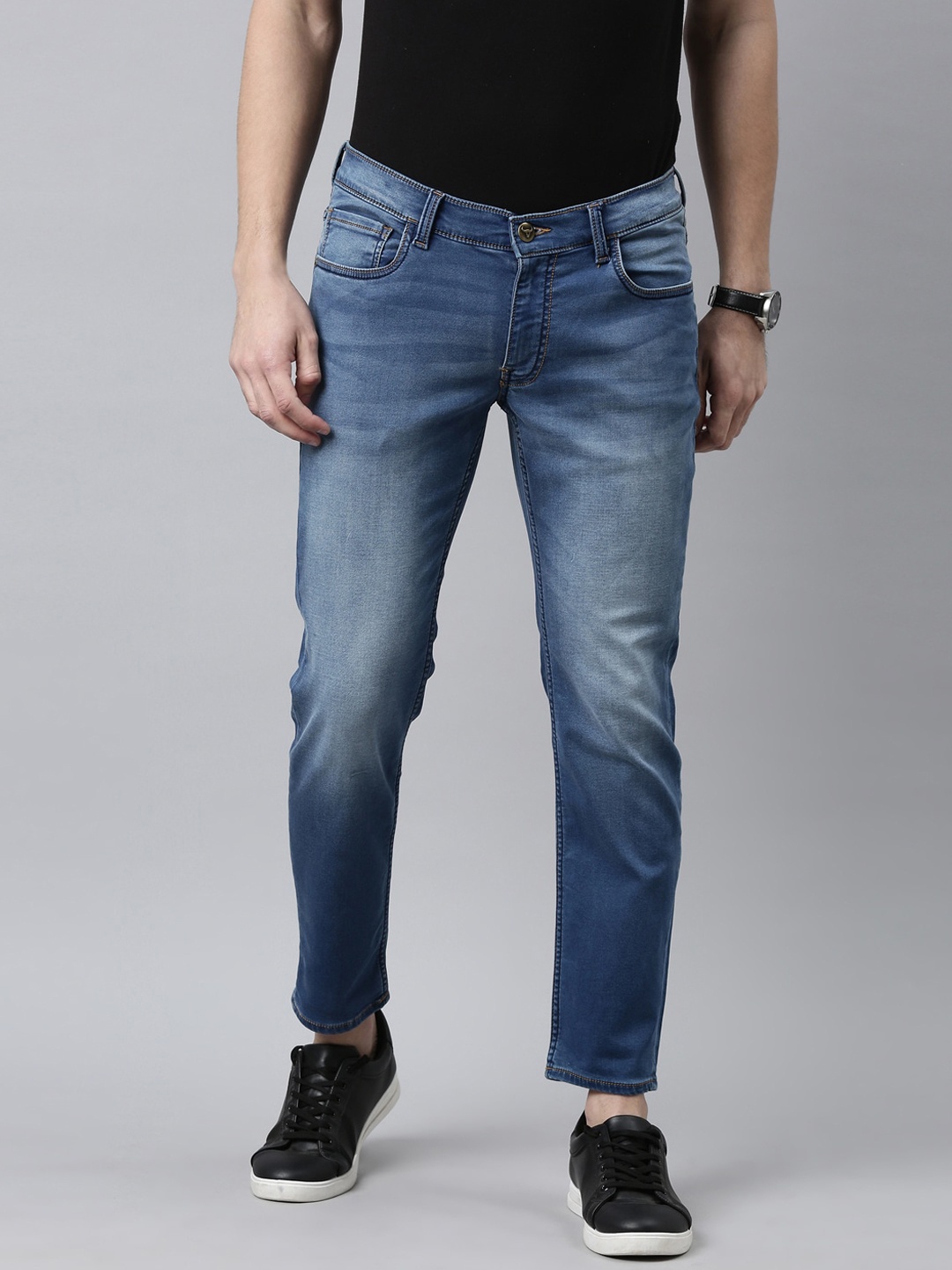 

American Bull Men Blue Slim Fit Heavy Fade Stretchable Jeans