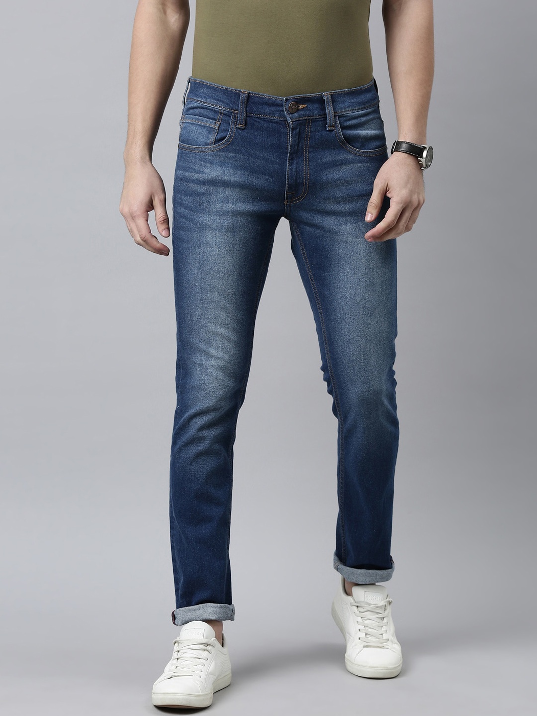 

American Bull Men Blue Skinny Fit Light Fade Stretchable Jeans