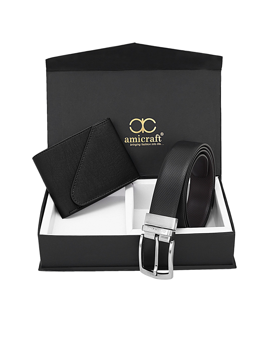 

amicraft Men Black Wallet & Belt Combo Accessory Gift Set