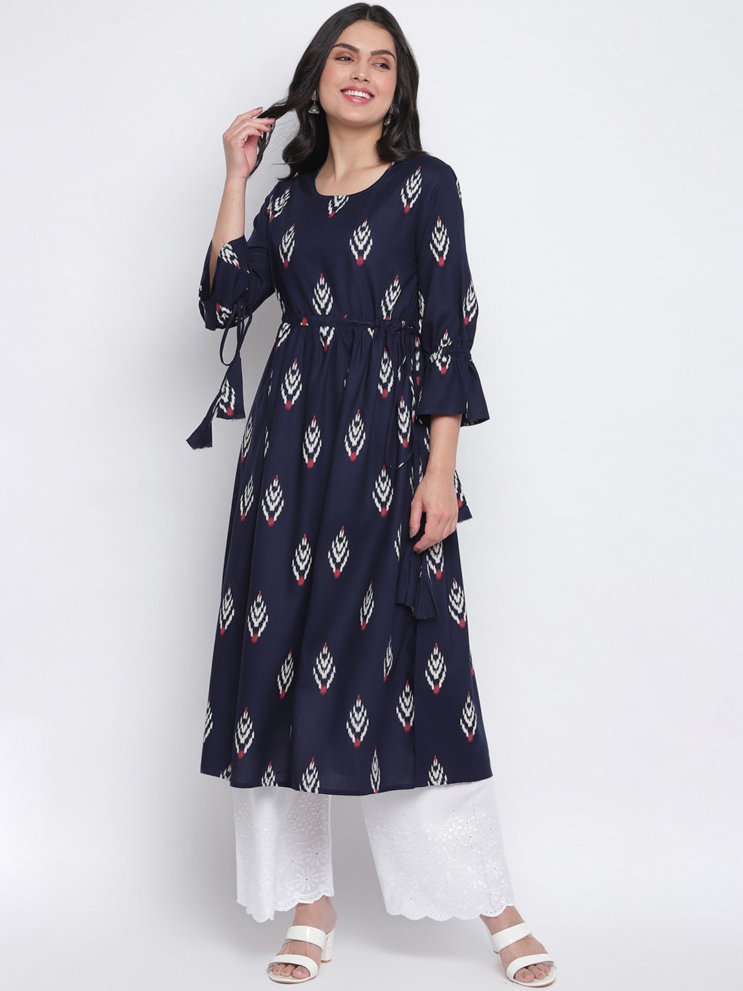 

Lagashi Women Navy Blue Geometric Printed Kurta