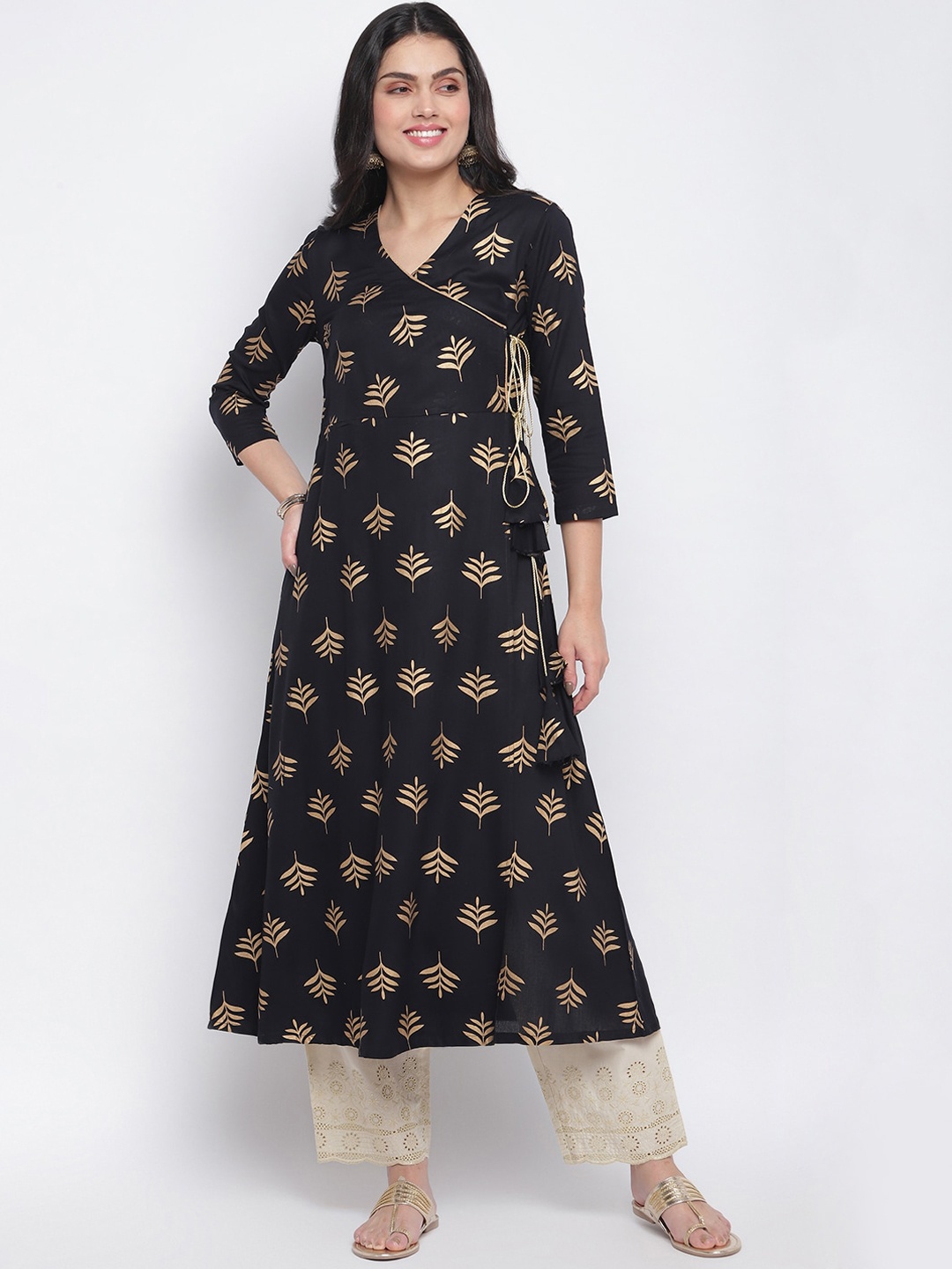 

Lagashi Women Black Ethnic Motifs Printed Anarkali Kurta