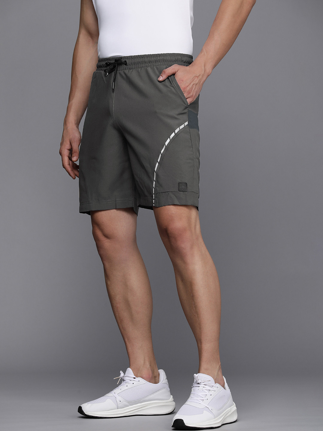 

Louis Philippe ATHPLAY Men Grey Slim Fit Above Knee Casual Shorts