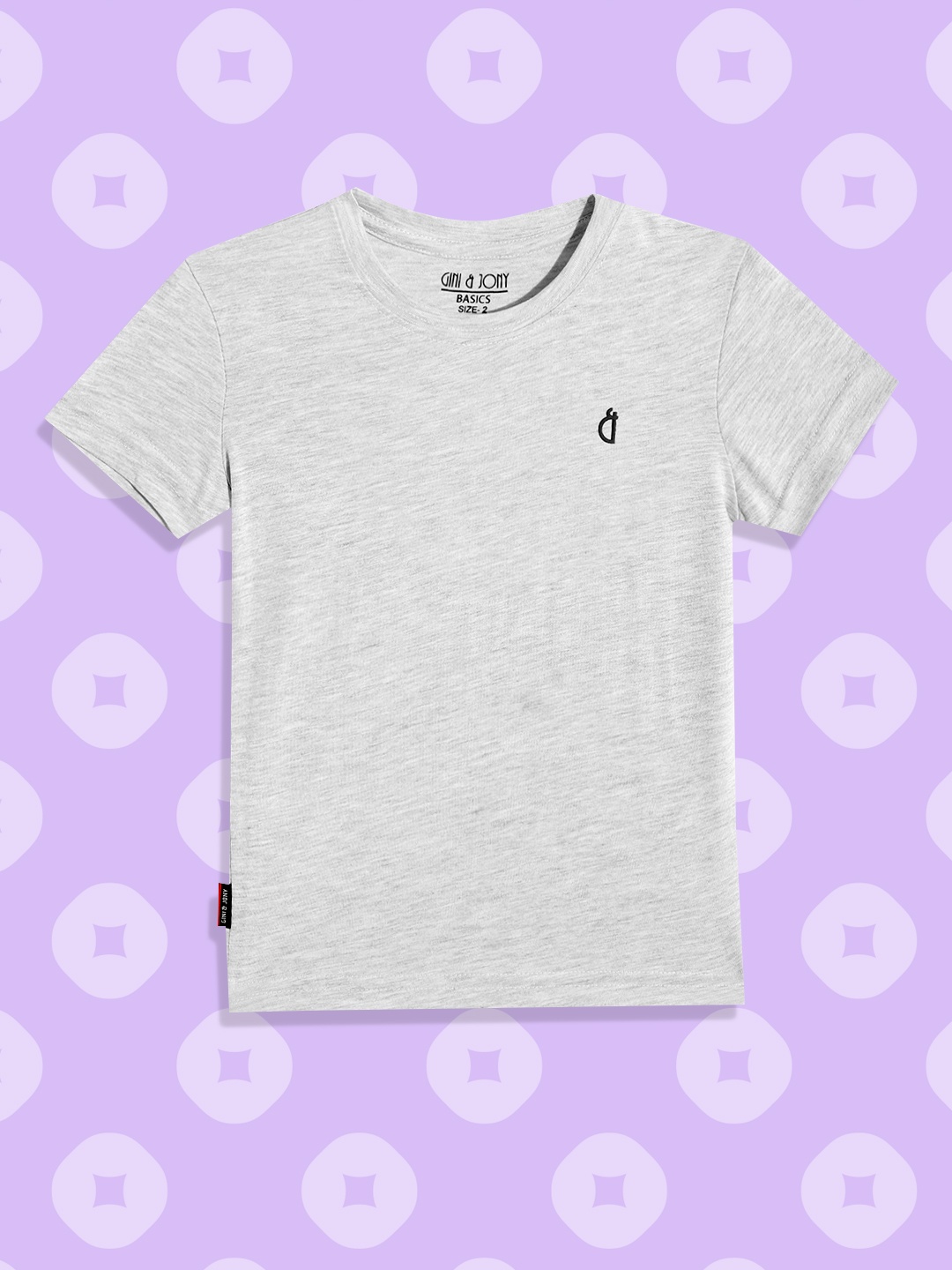 

Gini and Jony Boys Grey Melange Printed Pure Cotton T-shirt