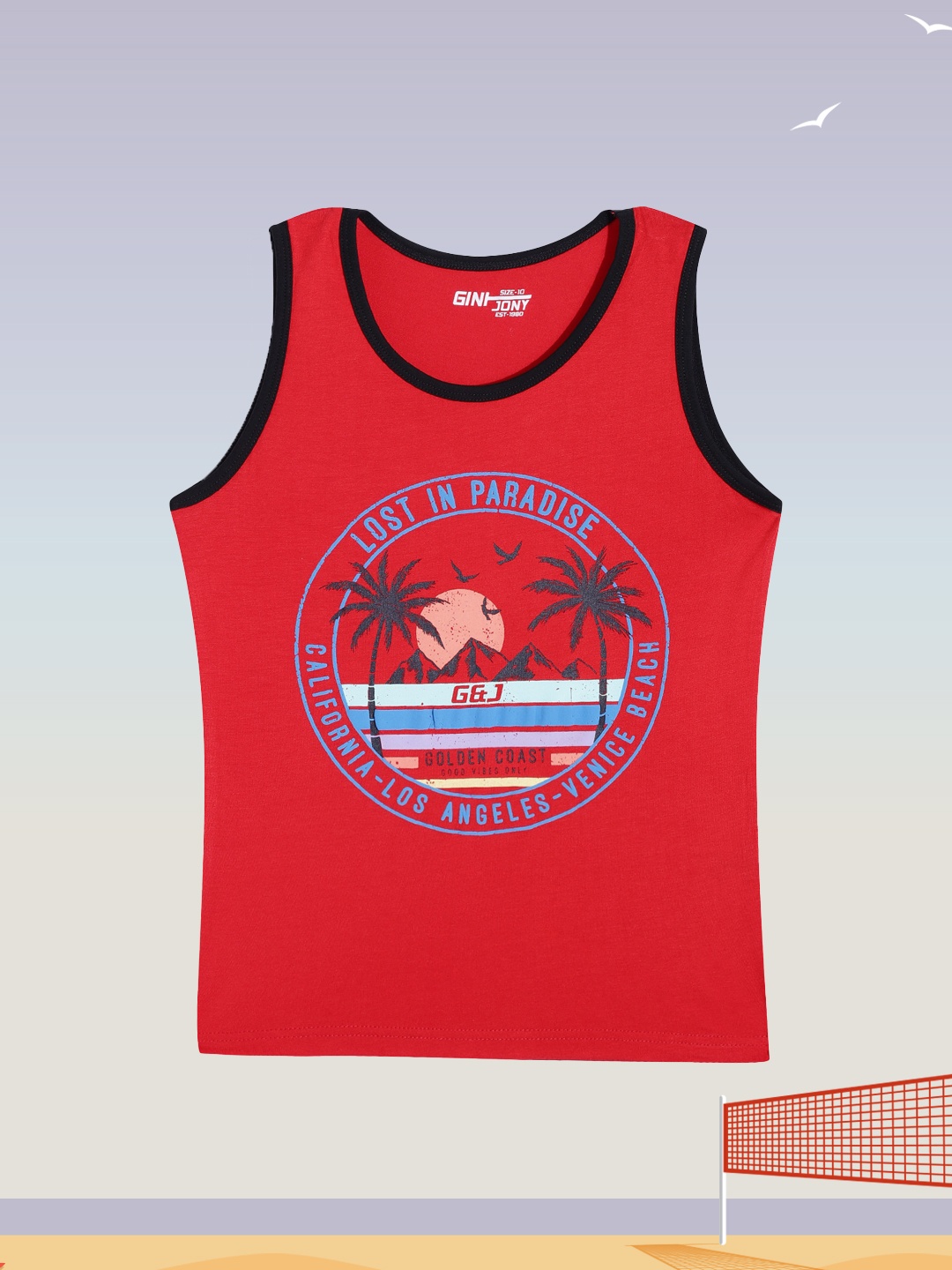 

Gini and Jony Boys Red & Blue Printed T-shirt
