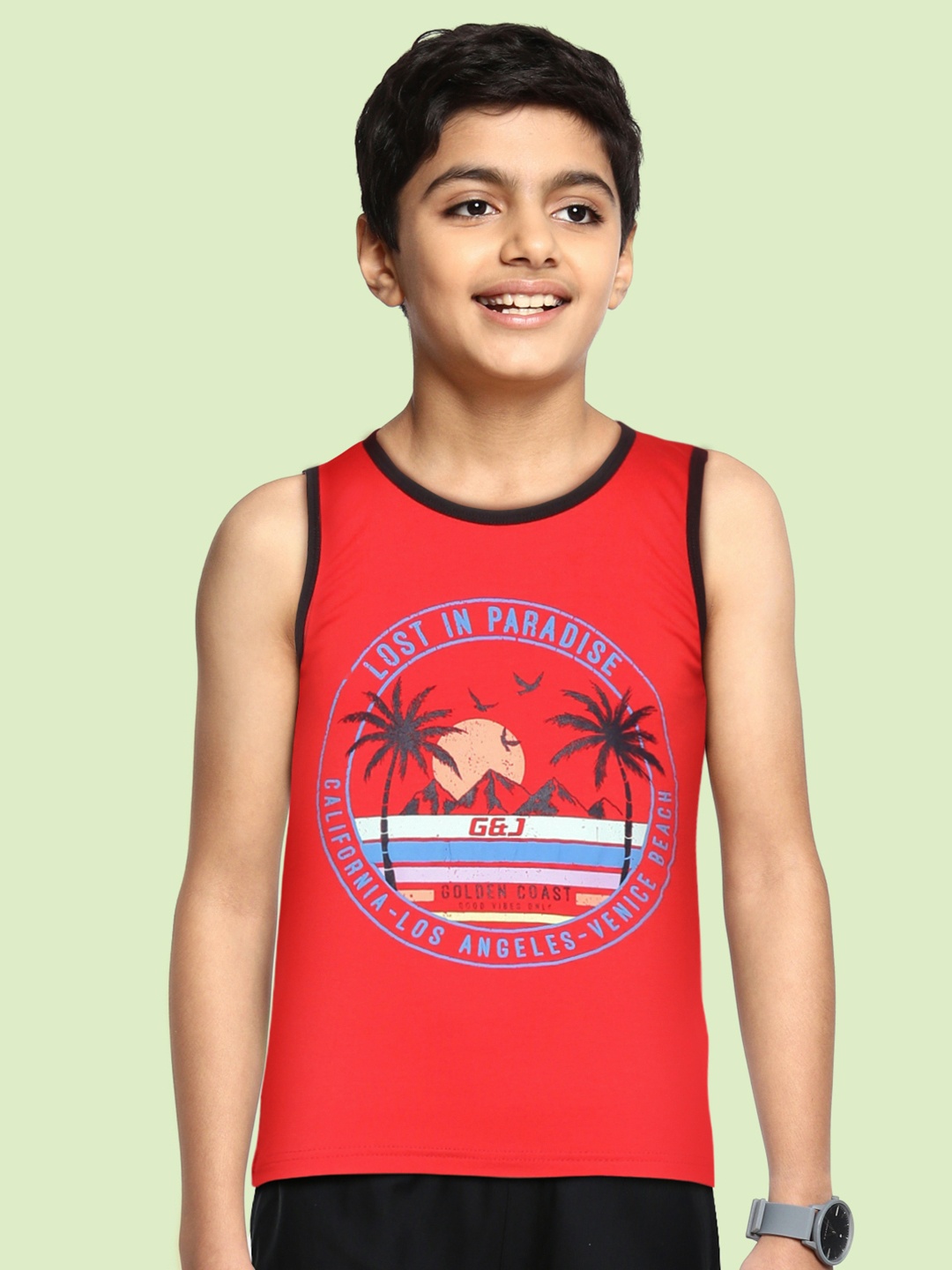 

Gini and Jony Boys Red & Blue Printed T-shirt