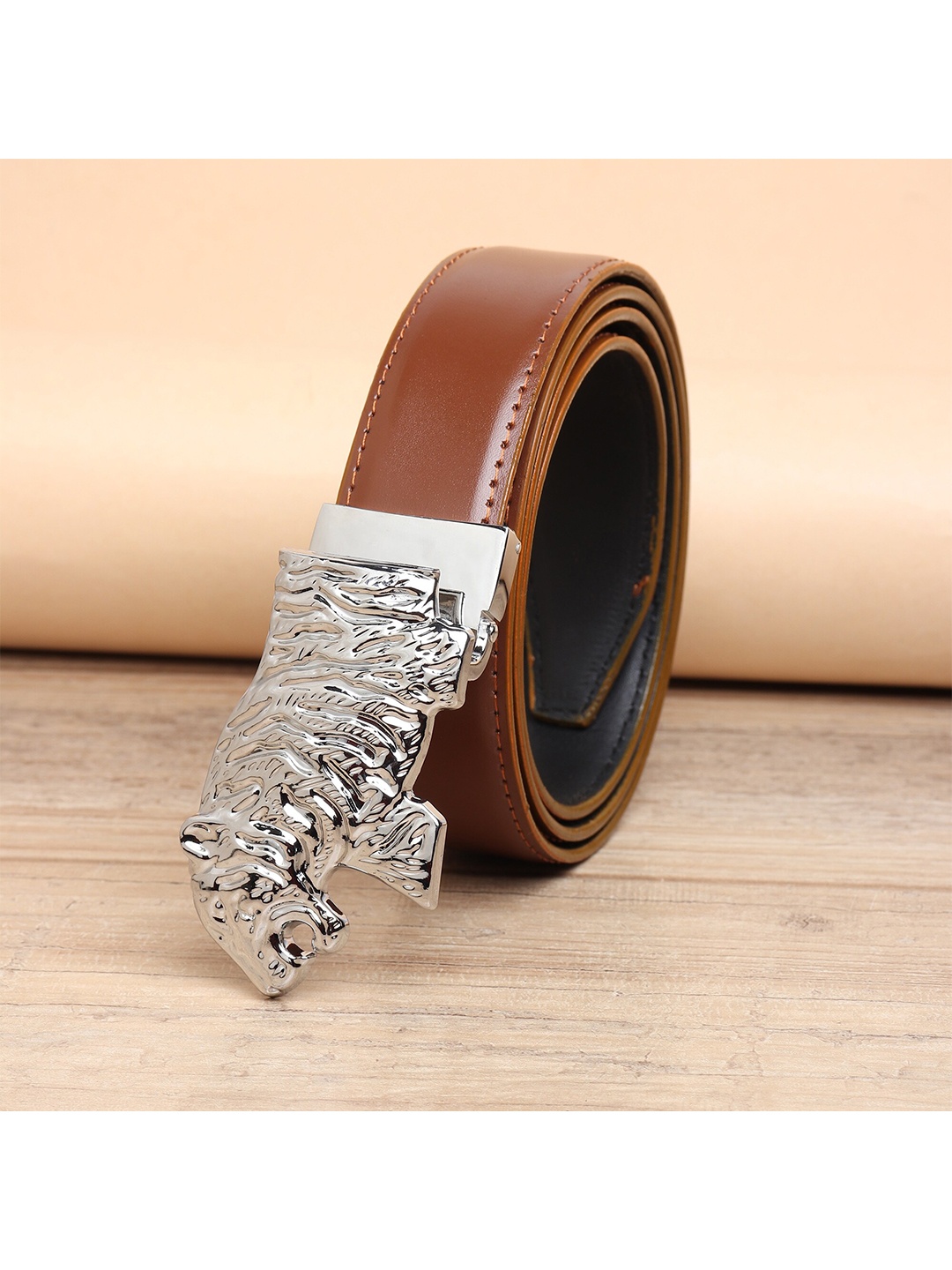 

ZORO Men Tan Brown PU Belt