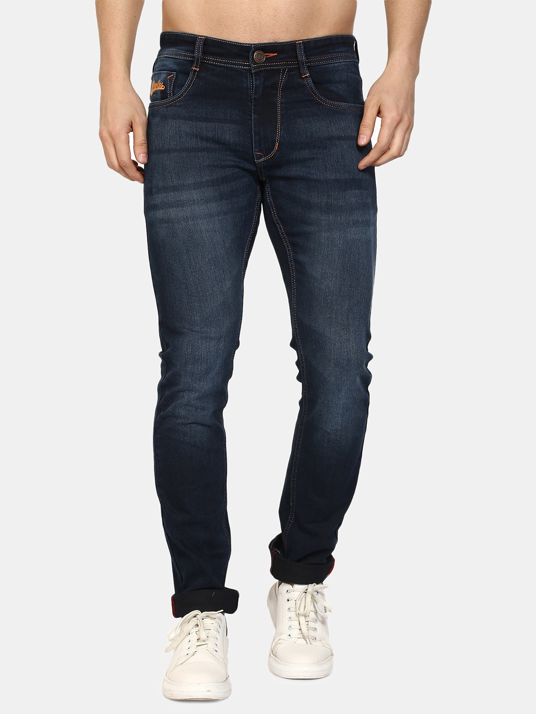

PEPLOS Men Navy Blue Urban Slim Fit Light Fade Stretchable Jeans