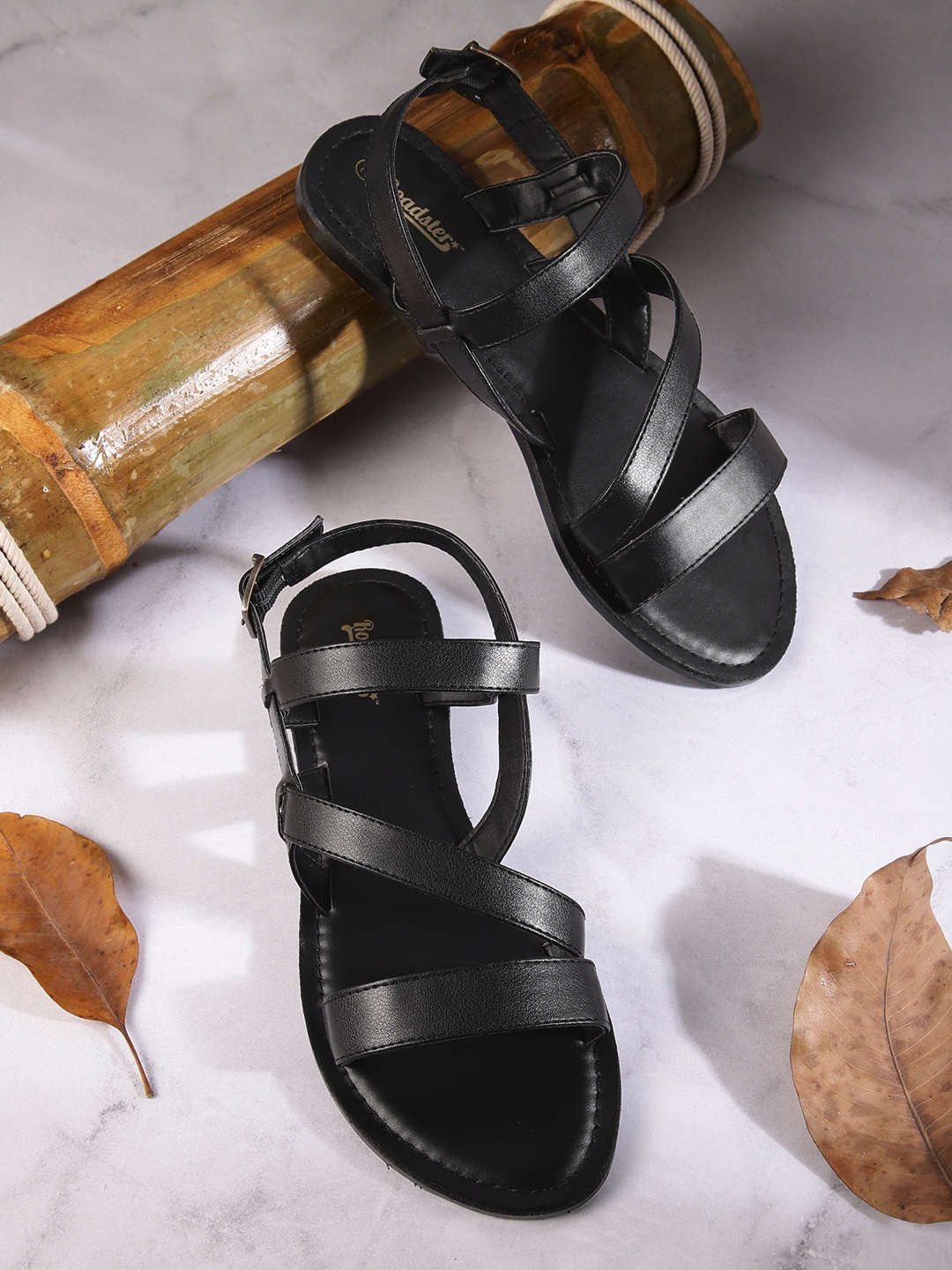 

Roadster Women Black Solid Strappy Open Toe Flats
